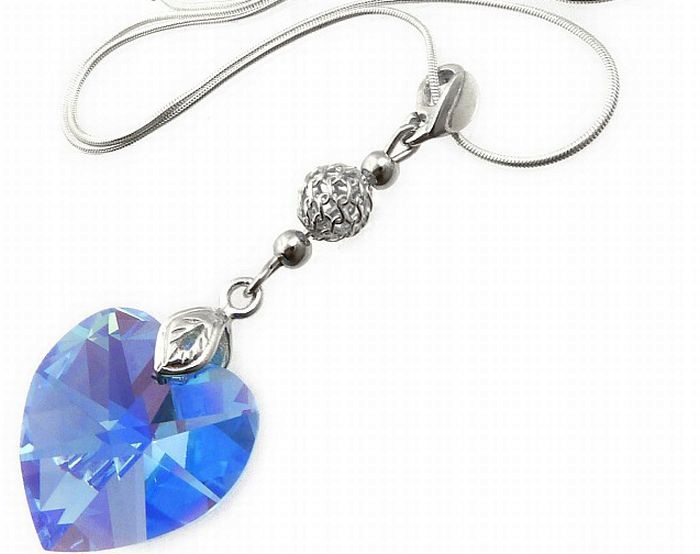 Krystaly Náhrdelník Sapphire Heart Stříbro Arande