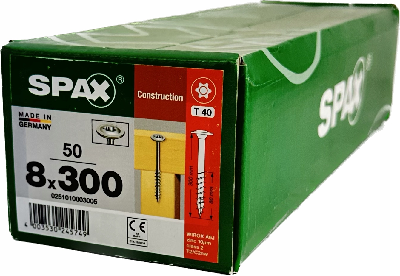 Tesařské vruty 8x300 mm, vruty do dřeva Spax, hlavička talířová 50 Ks