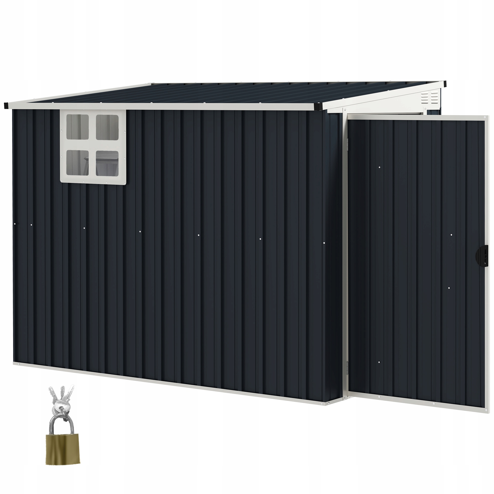 Gartenhaus kovový pro zahradníky se zámkem, 2 ventilace, tmavě šedý