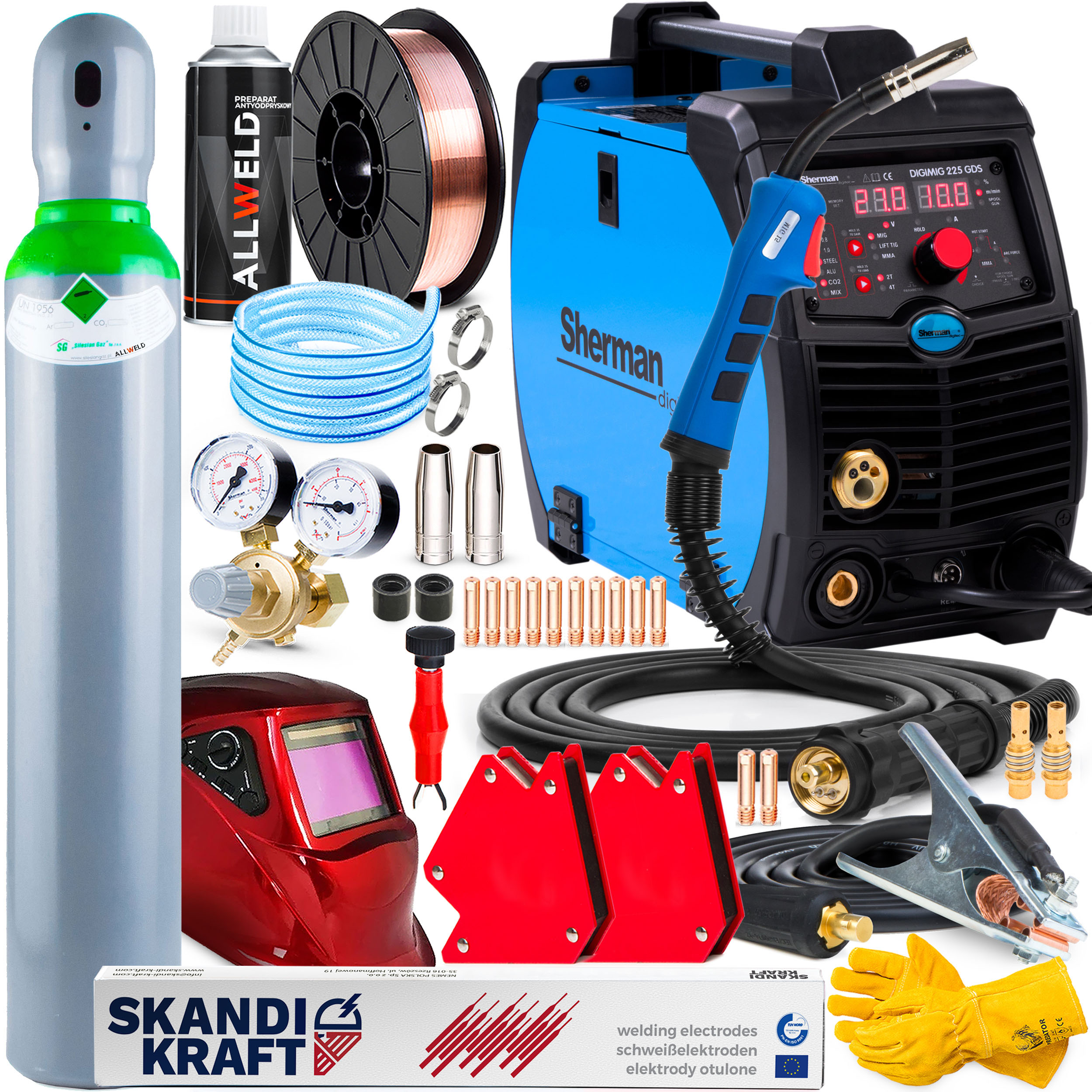 Invertorová Svářečka Sherman Mig 225 Gds Mma Tig 230V Igbt Alu Syn