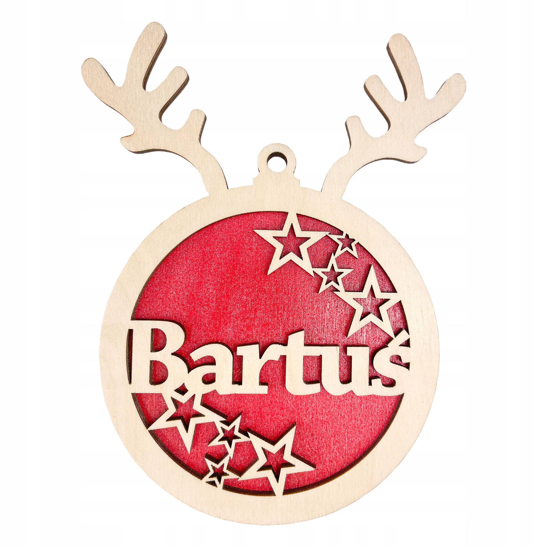 BOMBKA Z IMIENIEM DREWNIANA NA CHOINKĘ EFEKT 3D