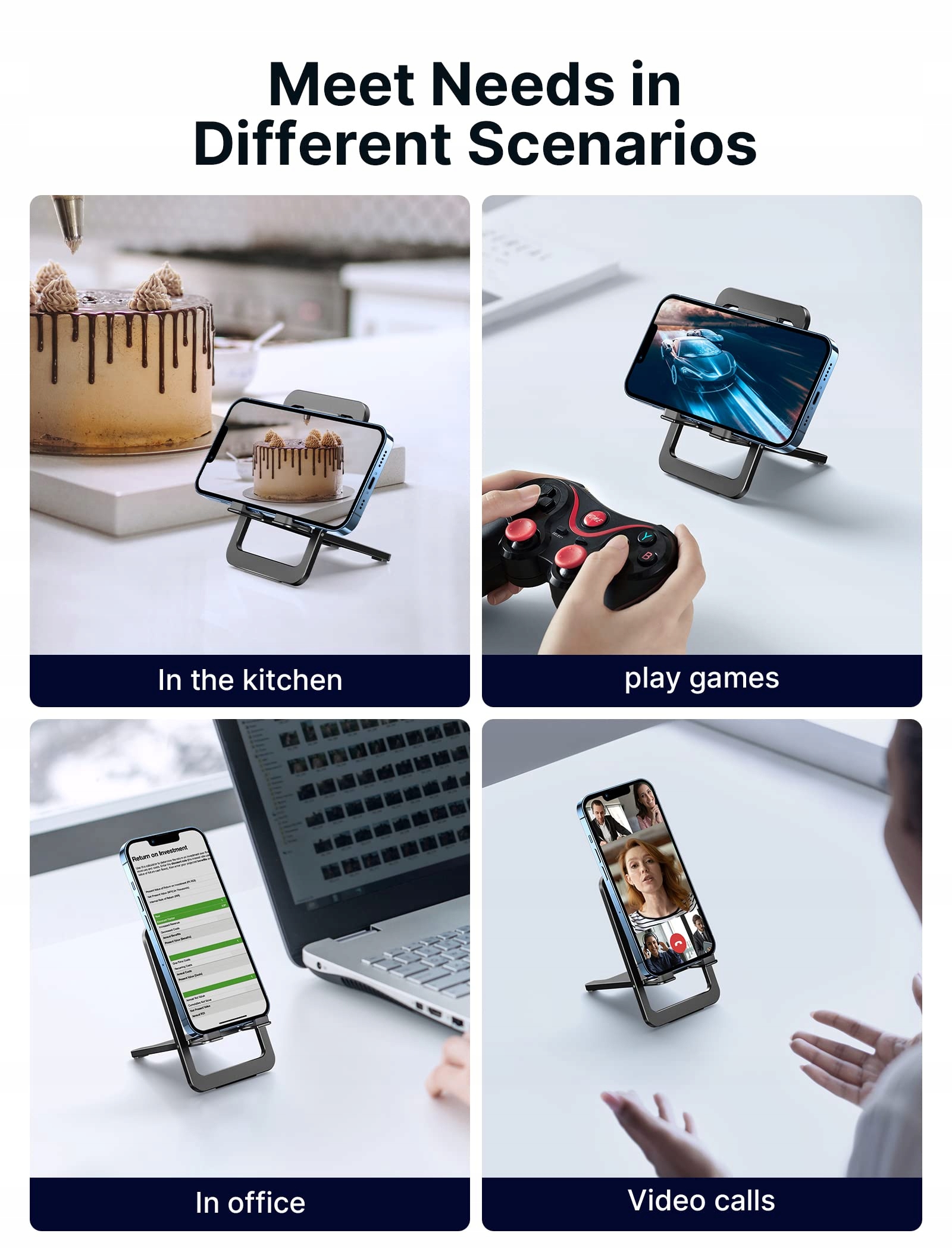 JSAUX Stojak Na Telefon 2 Sztuki Składany Aluminiowy dla iPhone Samsung — miniatura 4