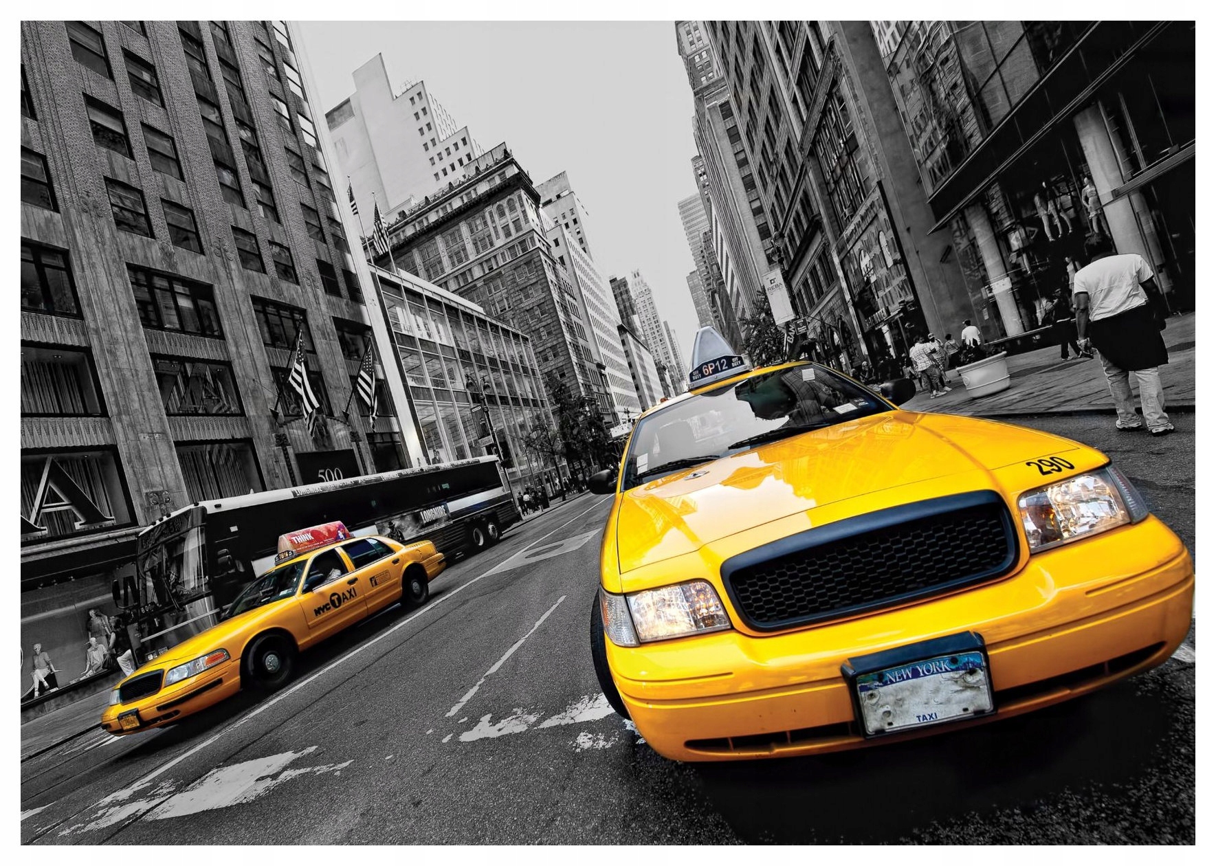Fototapeta vlies New York Taxi Mesto kontrastov Šedá 300x210 lepidlo