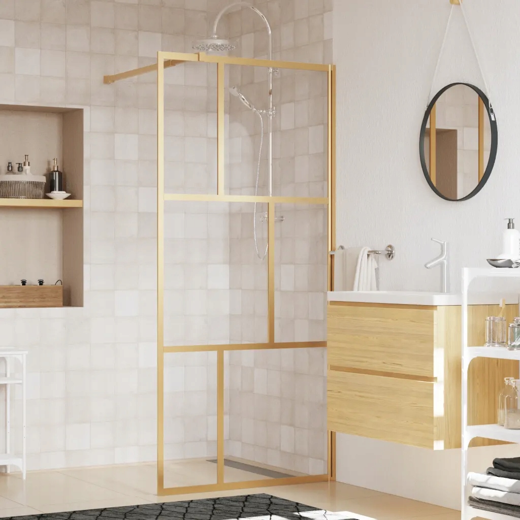 Zástěna do průchozí sprchy čiré Esg sklo zlatá 80 x 195 cm Zlato 154953