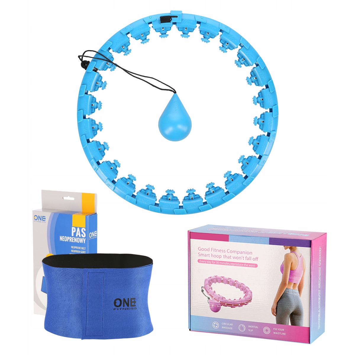 

Zestaw koło hula hop z obciążeniem pas FH01 blue