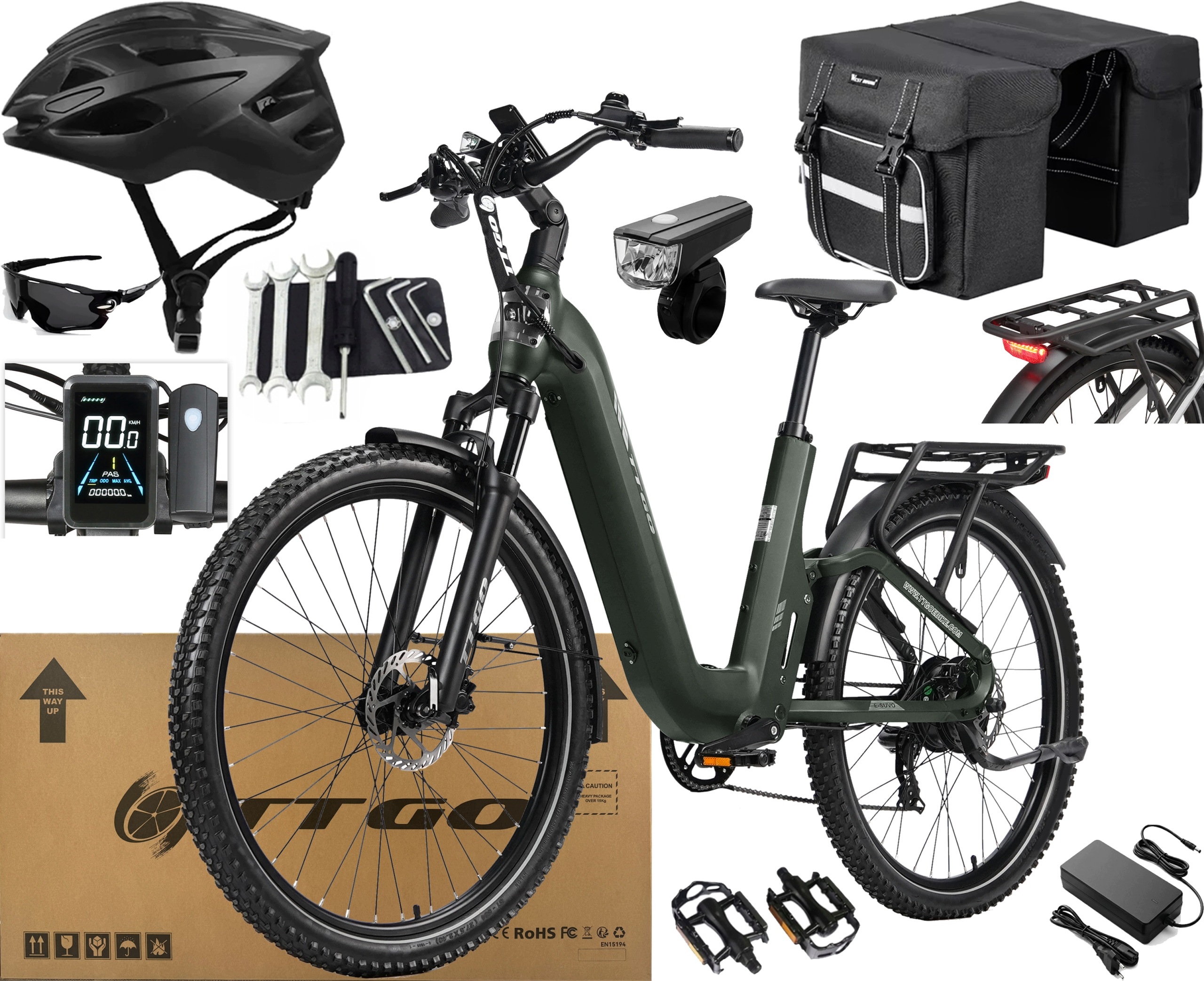 Ttgo E-suvo Elektrokolo 250W 70NM 25KM/H 48V 15Ah 120KM +2 Dárky