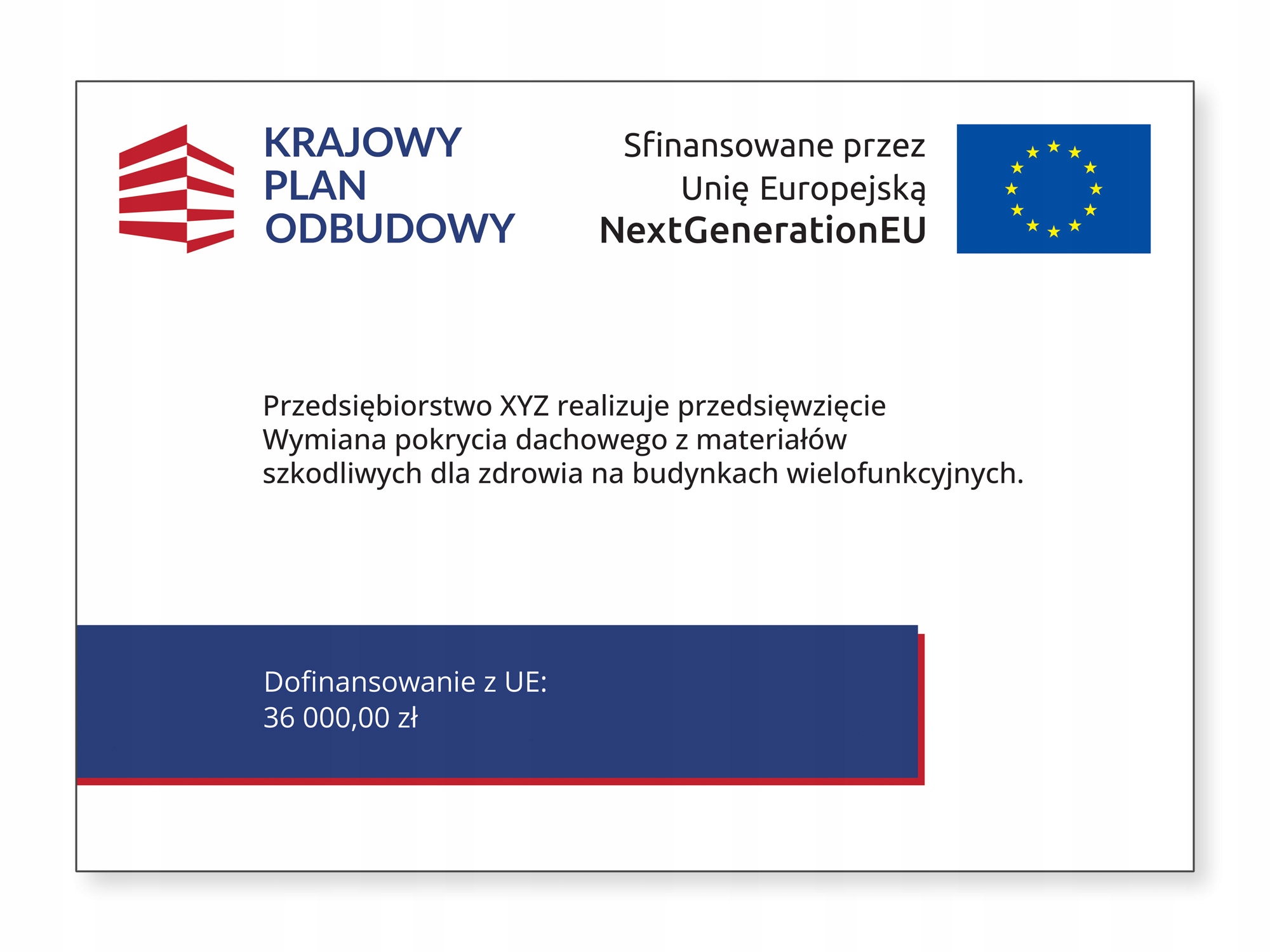 KPO Krajowy Plan Odbudowy - TABLICA A3 - METAL Marka inny