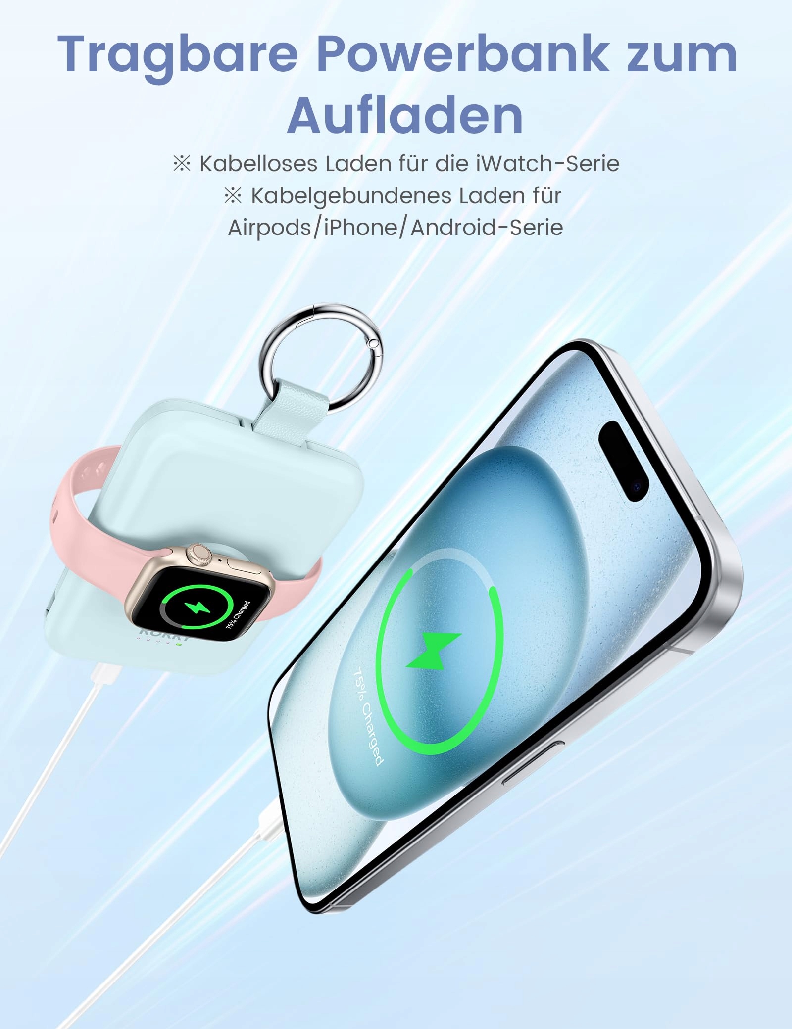 RORRY Power Bank 5000mAh Z Kabli Do iPhone i Apple Watch — miniatura 2