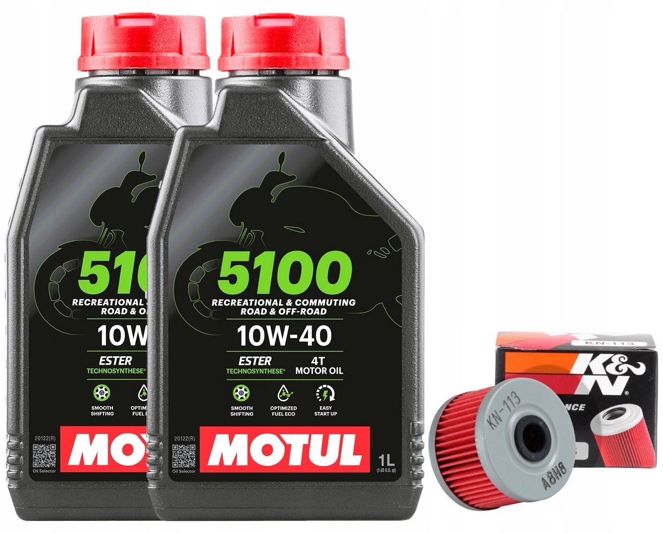 Olej Motul 5100 10W40 2L. Filtr KN-113, Honda VT125 C/C2 Shadow, 99-07r.