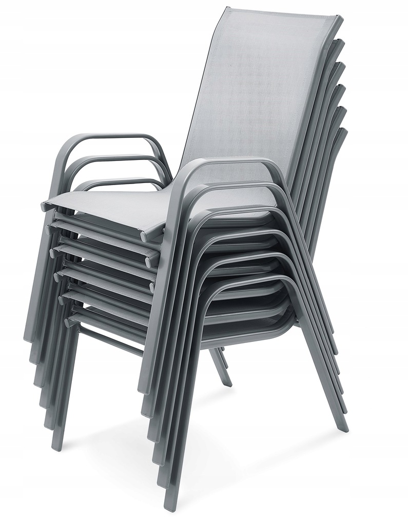 6x Zestaw Krzeseł Idealnych Do Ogrodu Krzesło Szare Metalowe