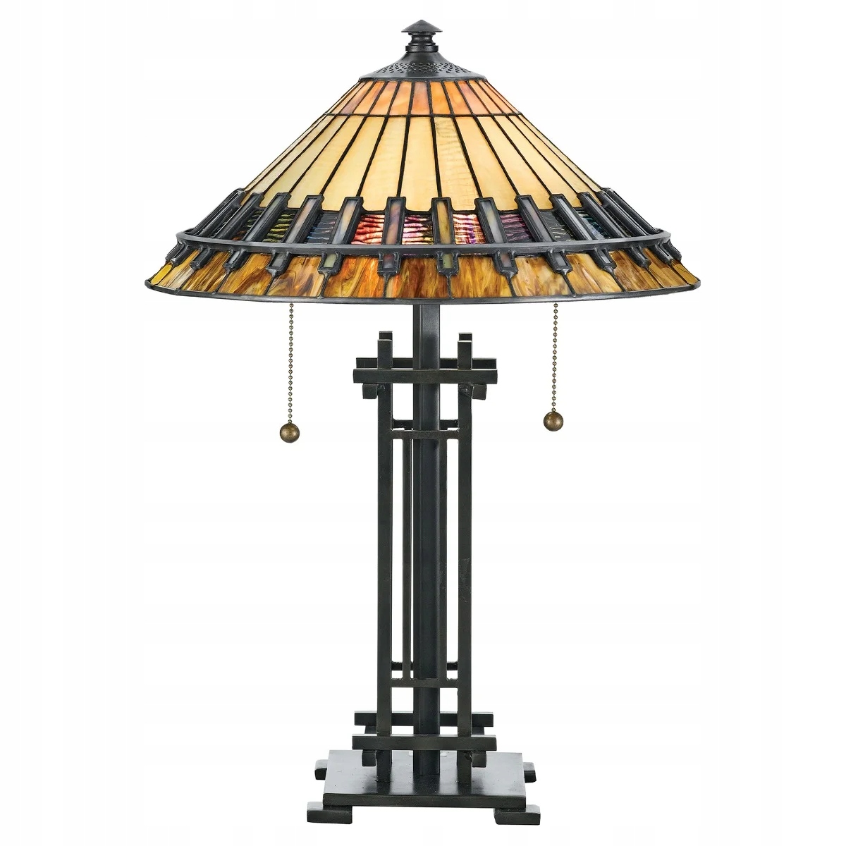 Stolová lampa Art Deco Tiffany hnedá Chastain E27 60W Quoizel