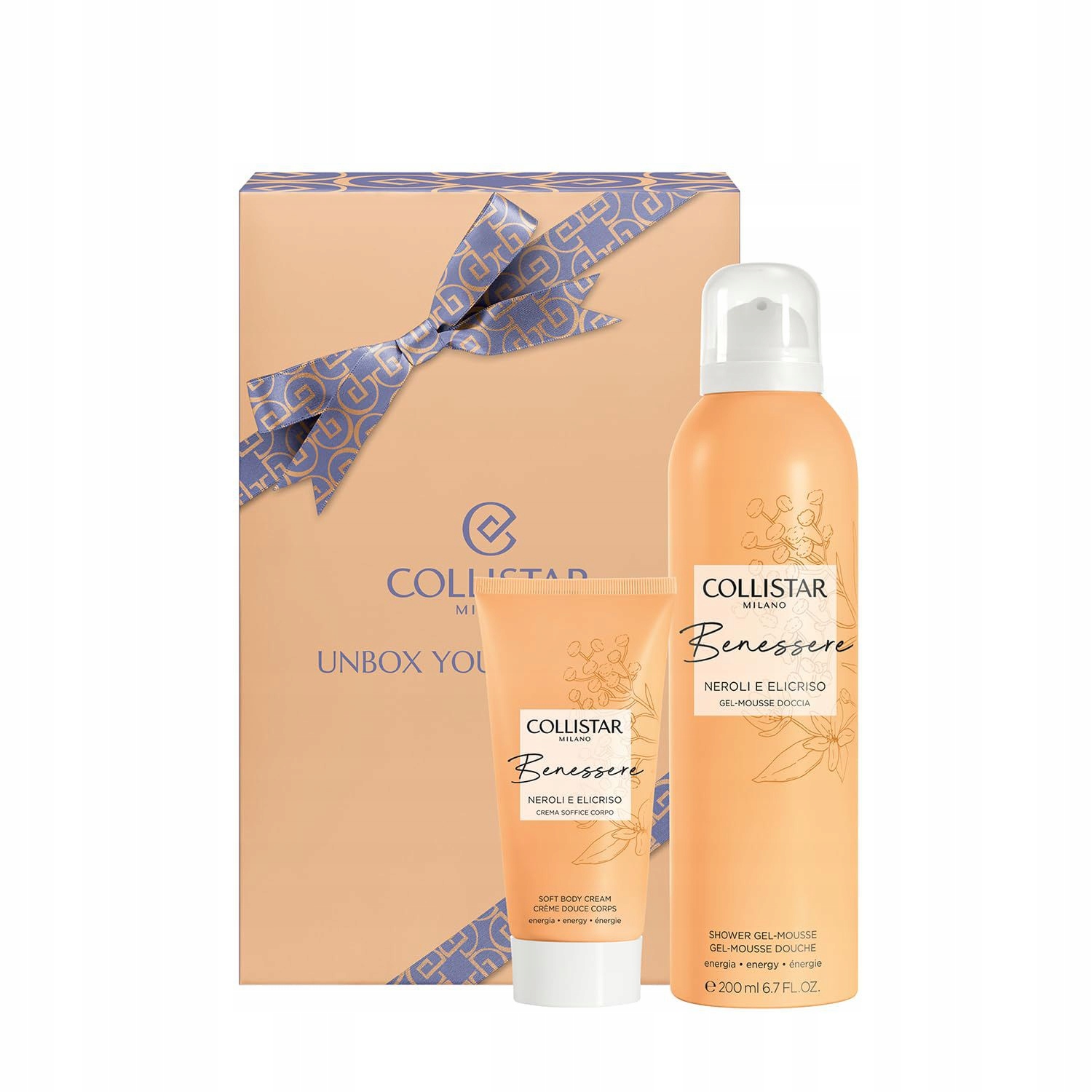 Collistar Set (sprchový Gel Mousse 200 ML Jemný Tělový Krém 50 ML)
