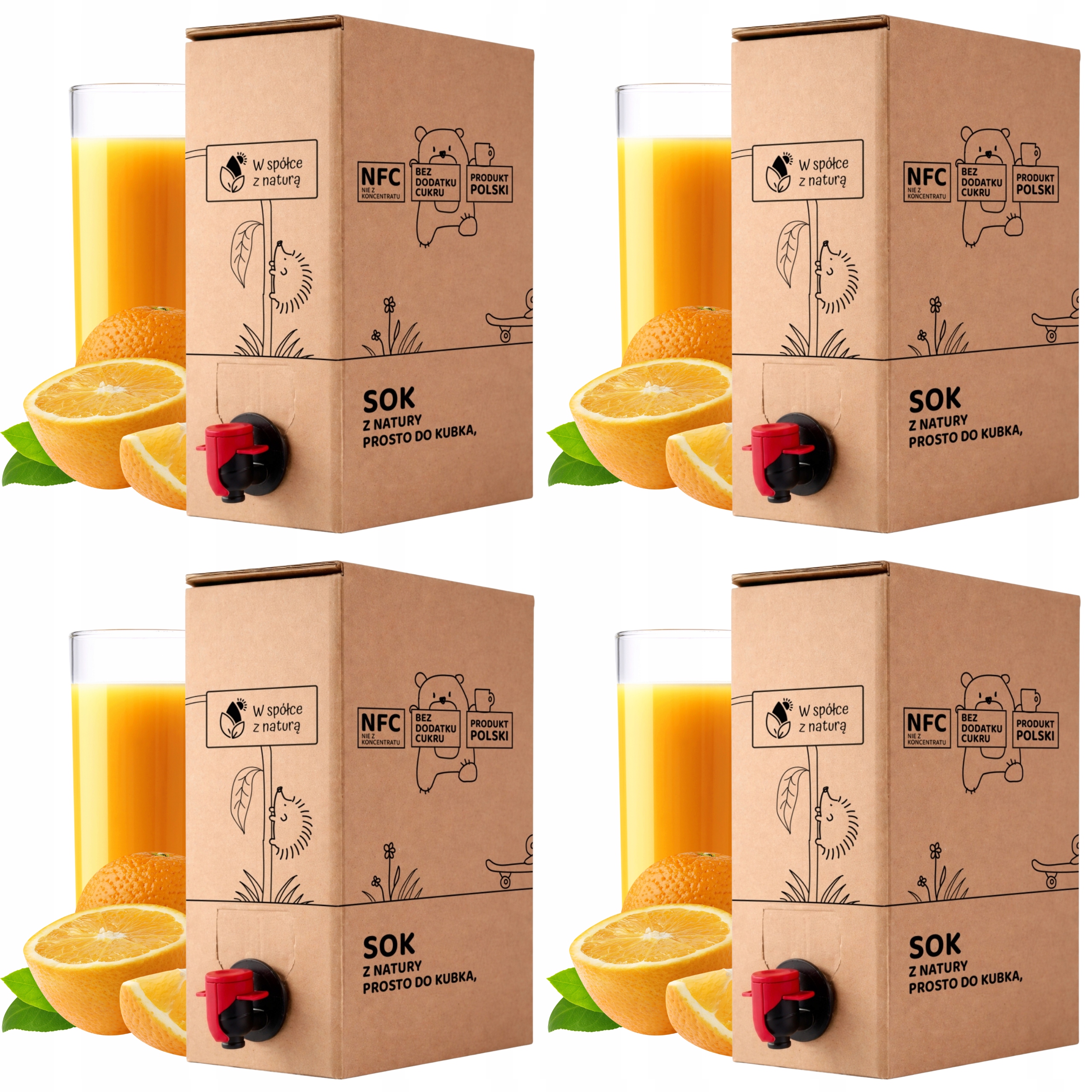 Sok Pomarańczowy Tłoczony 5L 100% Sok z pomarańczy Nfc Pomarańcz 5 zestaw