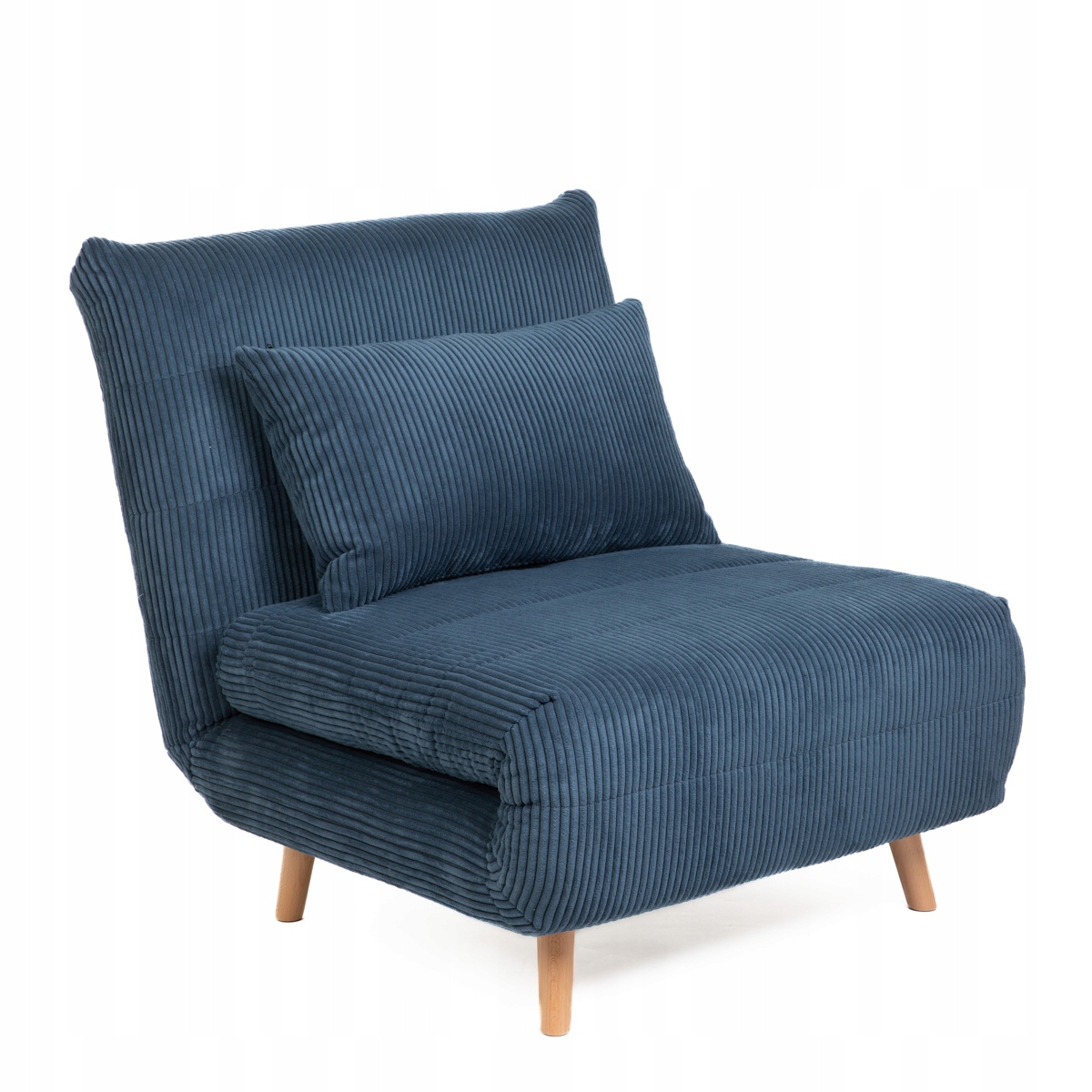 Sofa SOLACE 1-osobowa, z funkcją spania sztruksowa granatowa 83x91x84 cm