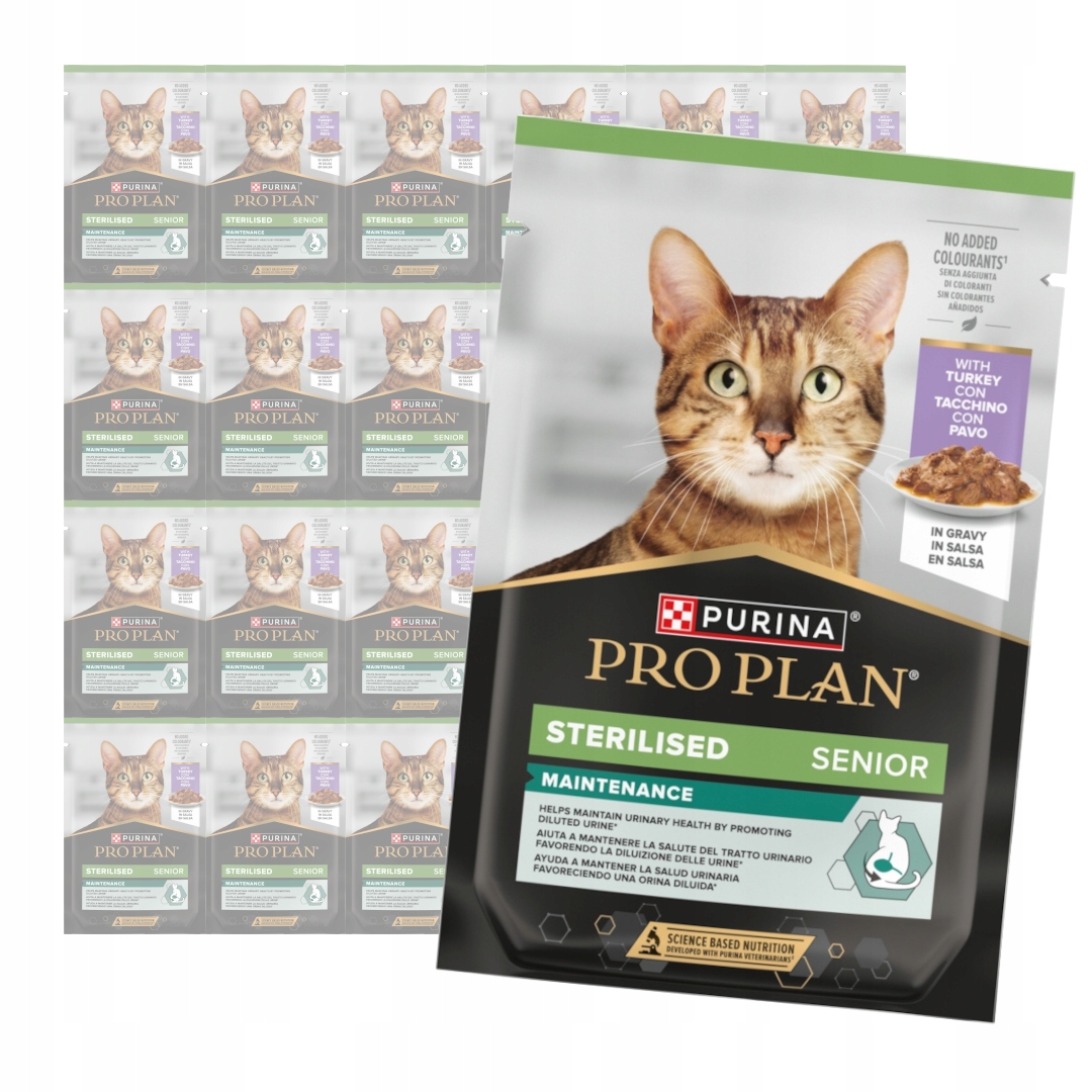 Levně Purina Pro Plan Senior 7+ Sterilized 24x85g Krmivo Krůta Pro Kočky v omáčce