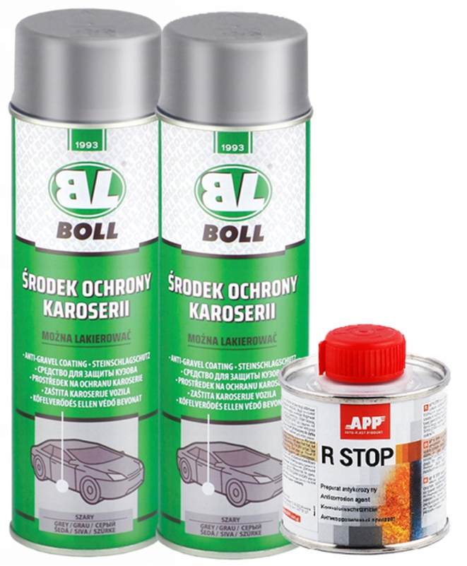 R-stop 100ml+ 2xBARANEK Szary Spray Ochrona Karoserii Boll