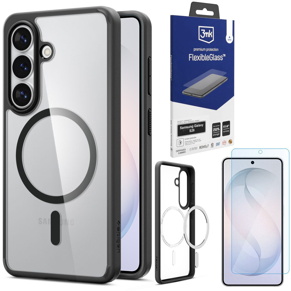 Pouzdro Spigen Ultra Hybrid Case MagSafe Sklo 3MK pro Samsung Galaxy S26