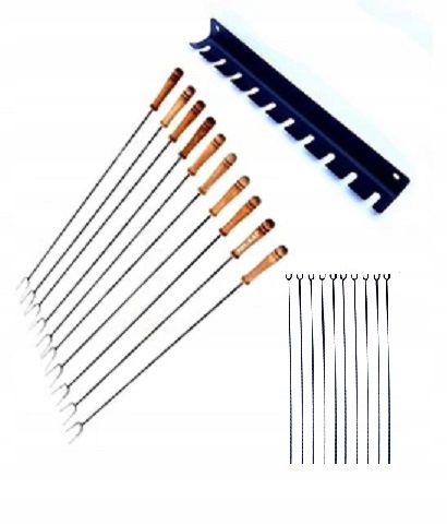 Kije widełki na kiełbasę 120cm +WIESZAK+PODPÓRKA