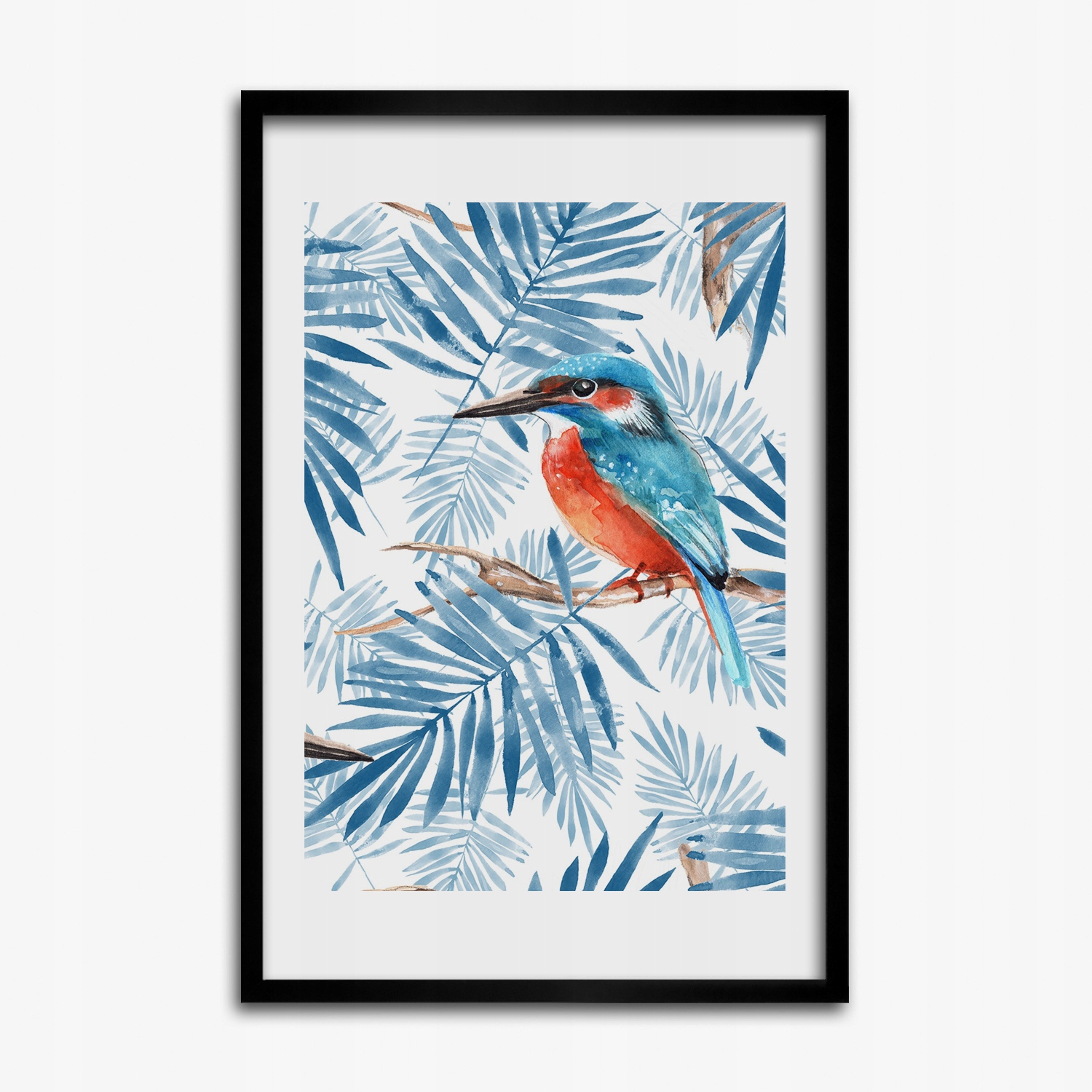Obraz s rámečkem do obývacího pokoje Ptáci a listy 40x60 cm