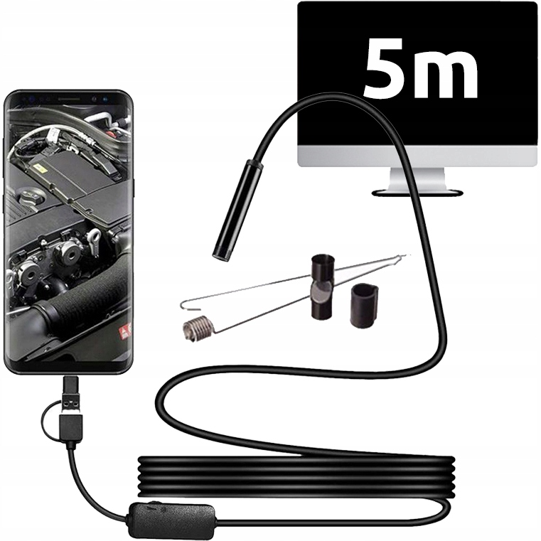 ENDOSKOP KAMERA INSPEKCYJNA ANDROID USB-C 5,5MM 5M