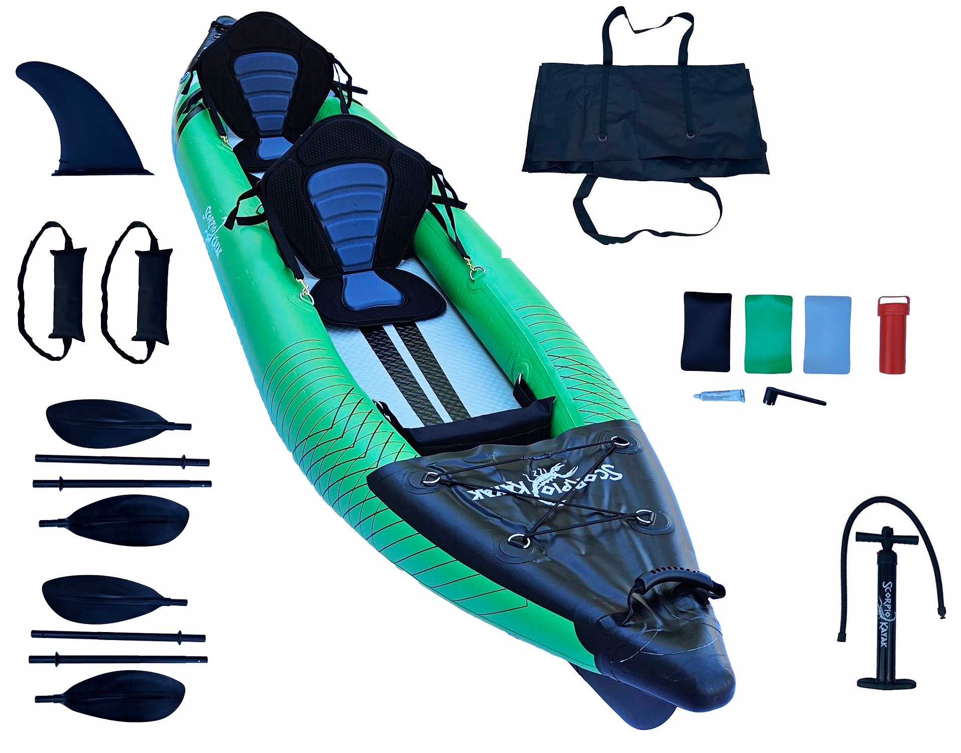 Dwuosobowy Kajak Pompowany Turystyczny Z Podłogą Dropstitch Zestaw Dwójka