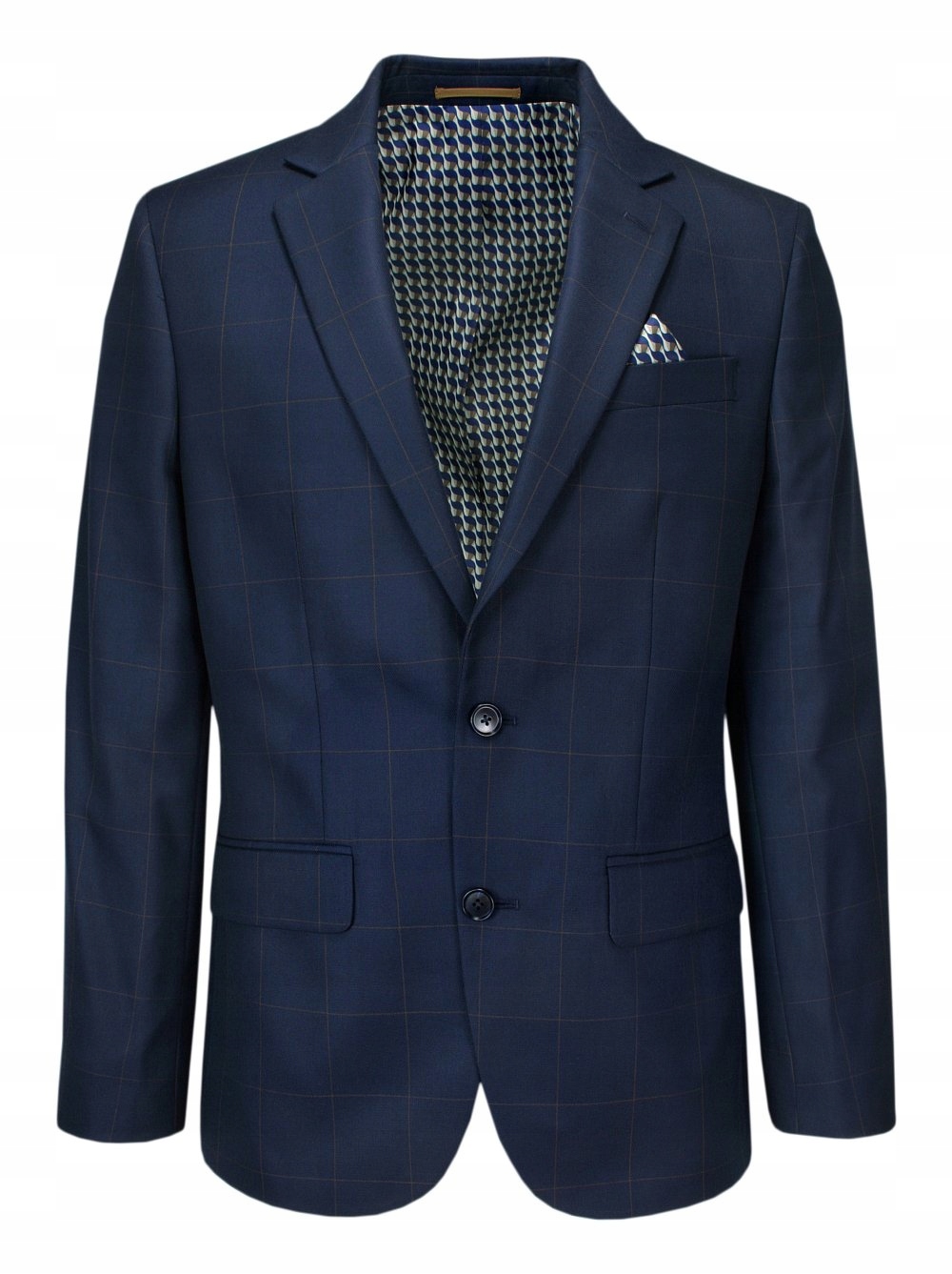 Granatowy Garnitur w Kratę VICTORIO 176/100/86 Marka inna