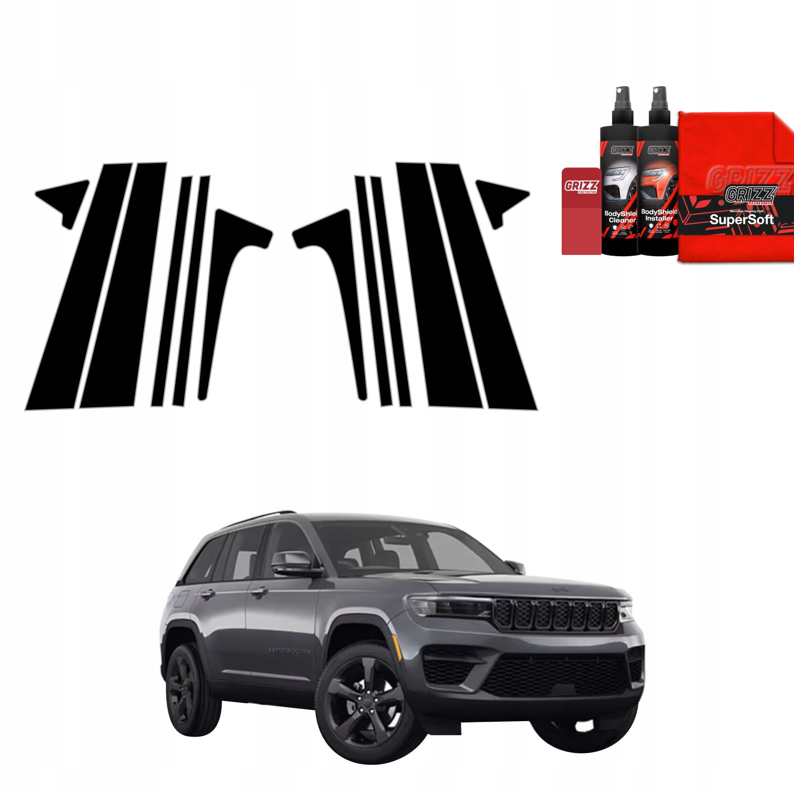 12v1 Černá fólie na sloupky pro Jeep Grand Cherokee (2025)