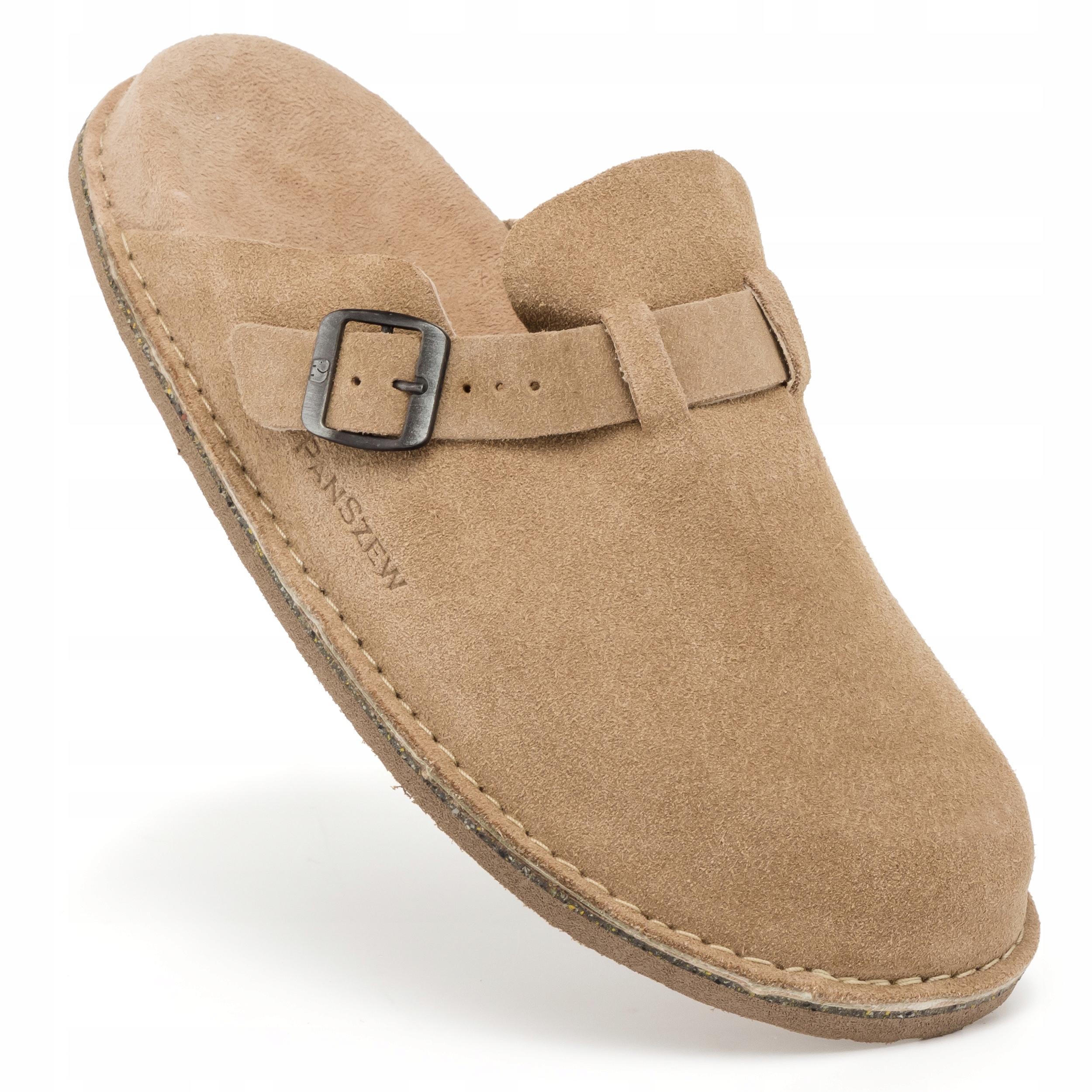 Nazouváky Kožené Pánské Boty Polské Profilované s regulací Béžové PanSzew