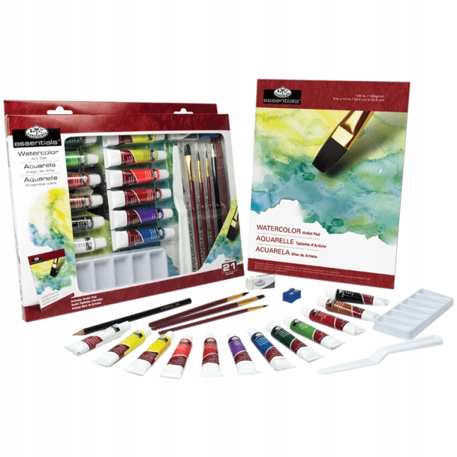 Zestaw Malarski R&L Akwarela 21 el. Farby Wysoki Pigment Blok
