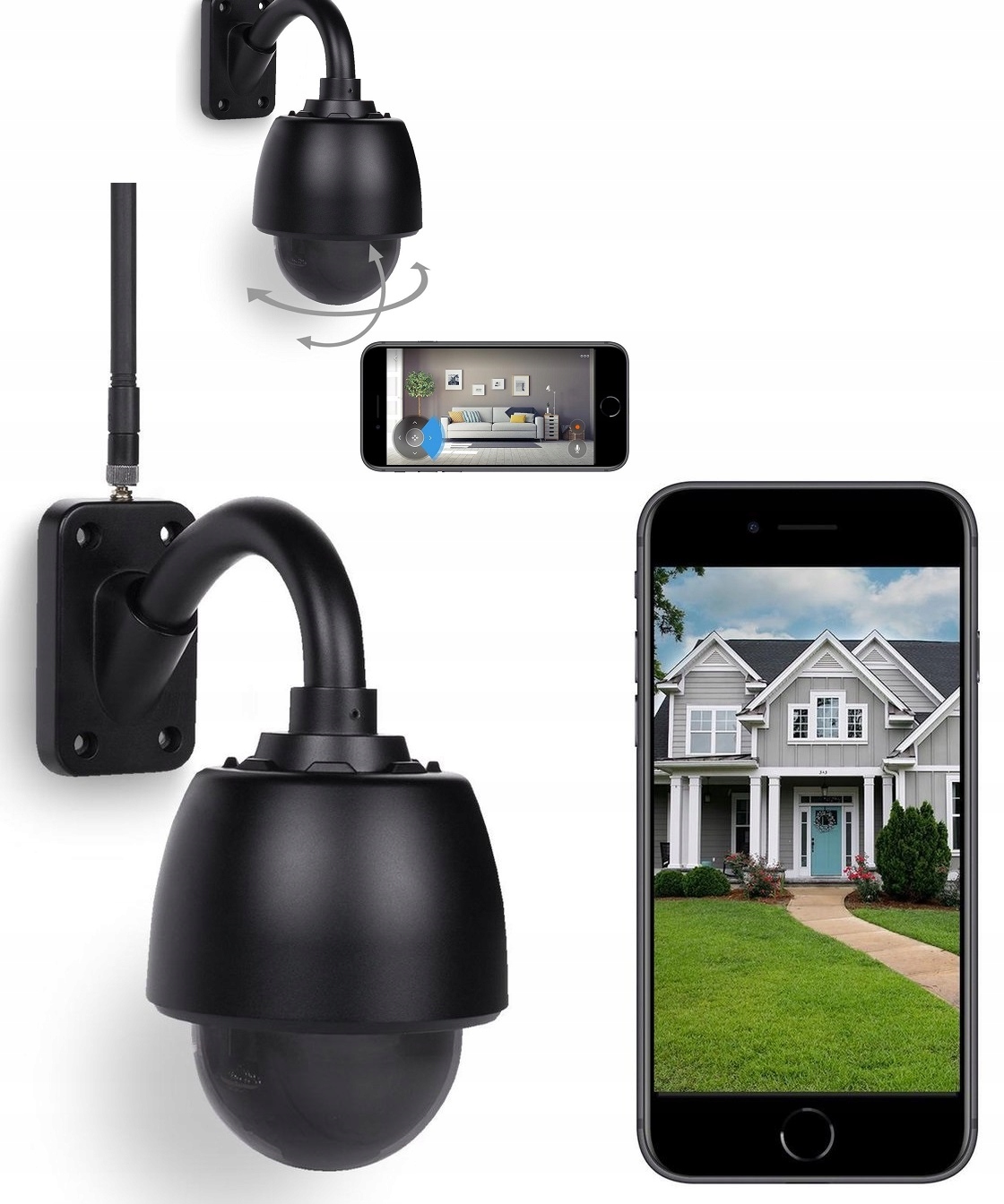 Bezdrátová kopulová Otočná Ip Kamera Wifi nebo Lan Outdoor Zoom IP66