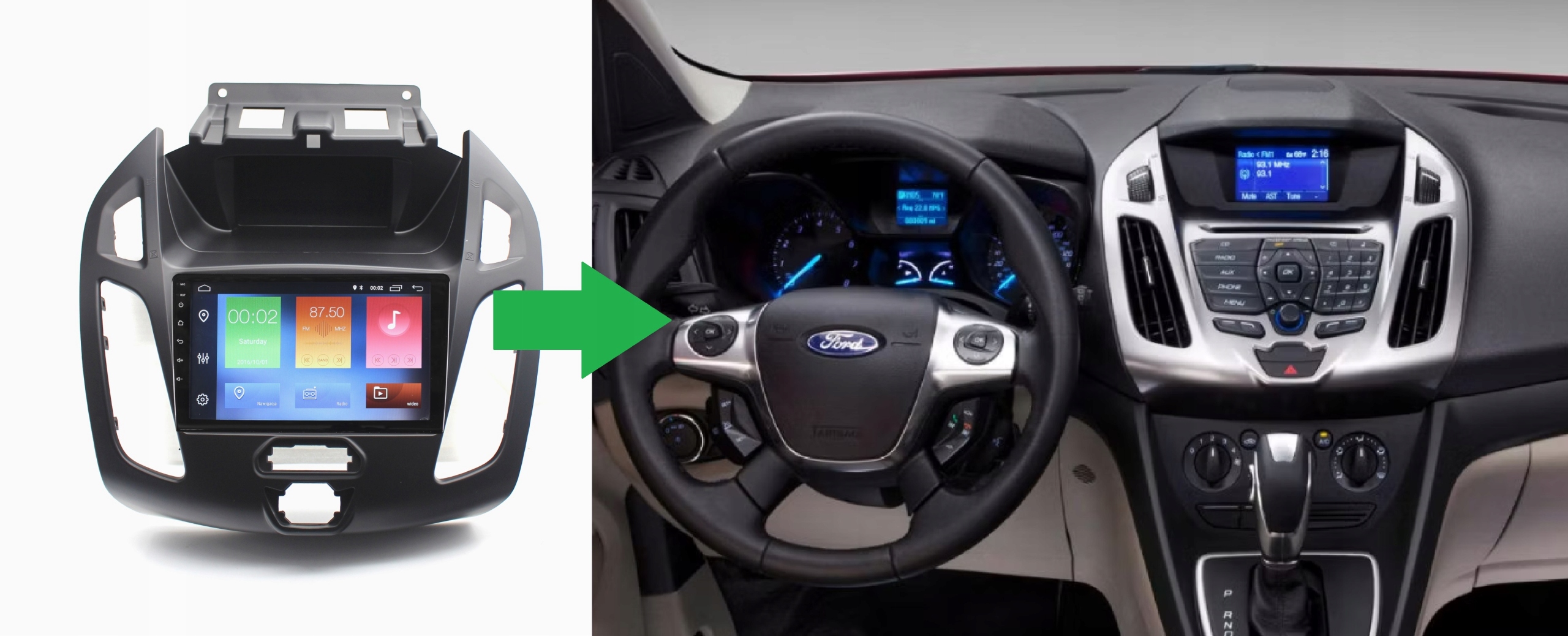 RADIO NAWIGACJA GPS FORD TOURNEO CONNECT CUSTOM 2014-2019 ANDROID Model FR7 4/64 RDS1 FR 043S CFO5 CF