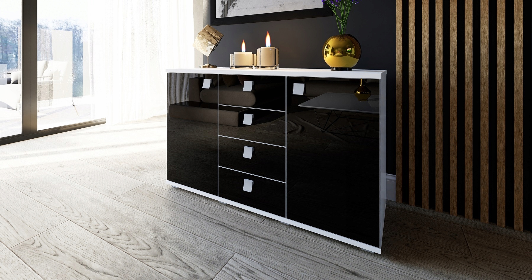 ELEGANCKA KOMODA CLASSIC II WYSOKI POŁYSK 120 CM Marka Remax