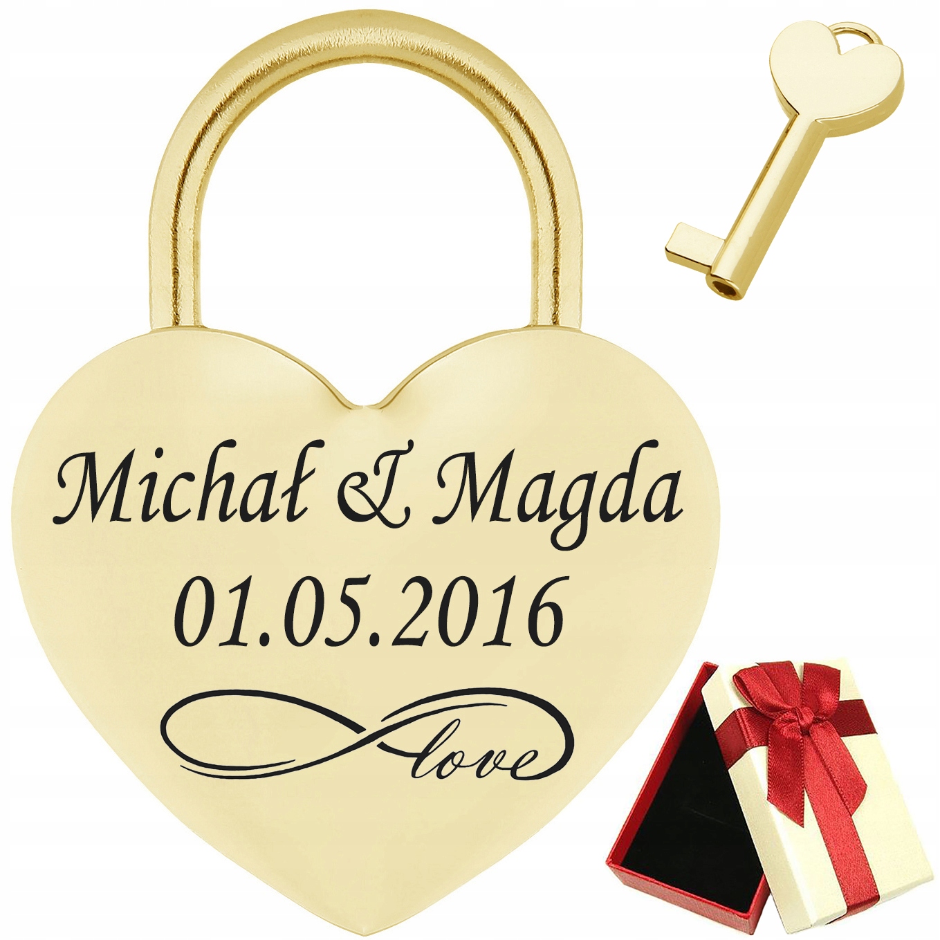 

Kłódka miłości na most Grawer Nadruk Serce dla par