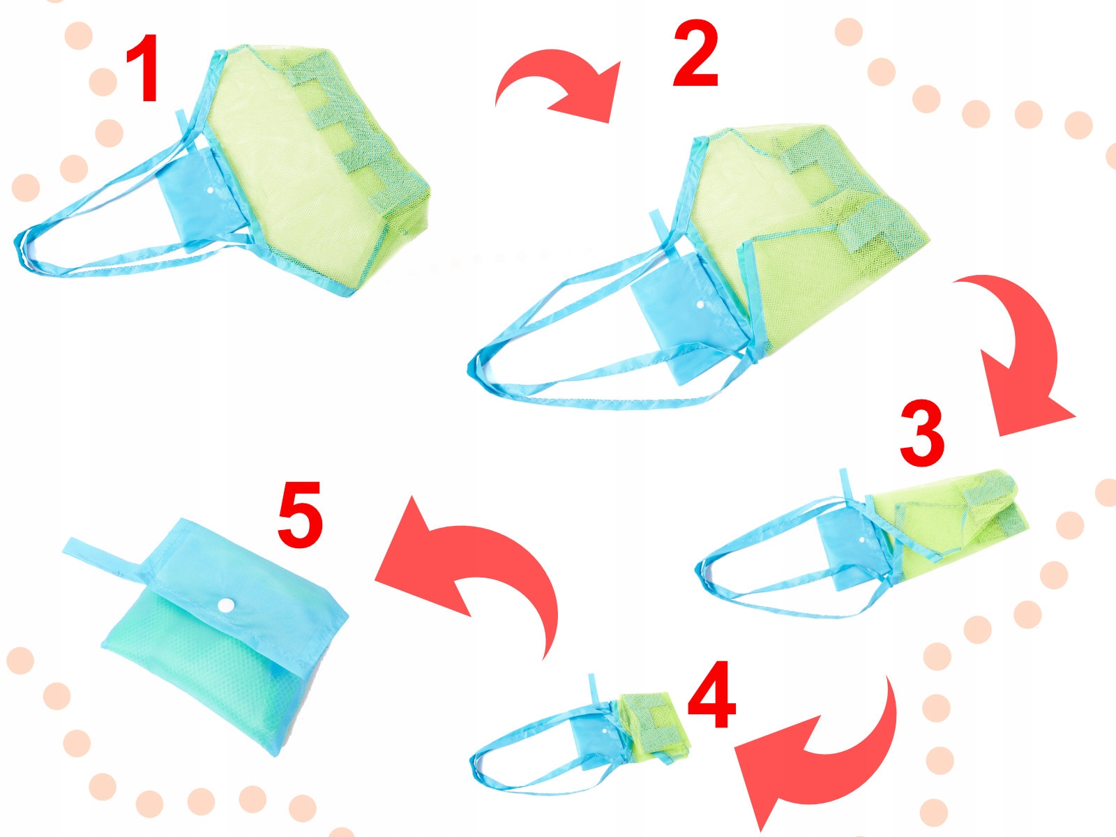 Torba plażowa siatka na plażę zakupy zabawki torebka duża XXL Cechy dodatkowe kieszonka na telefon