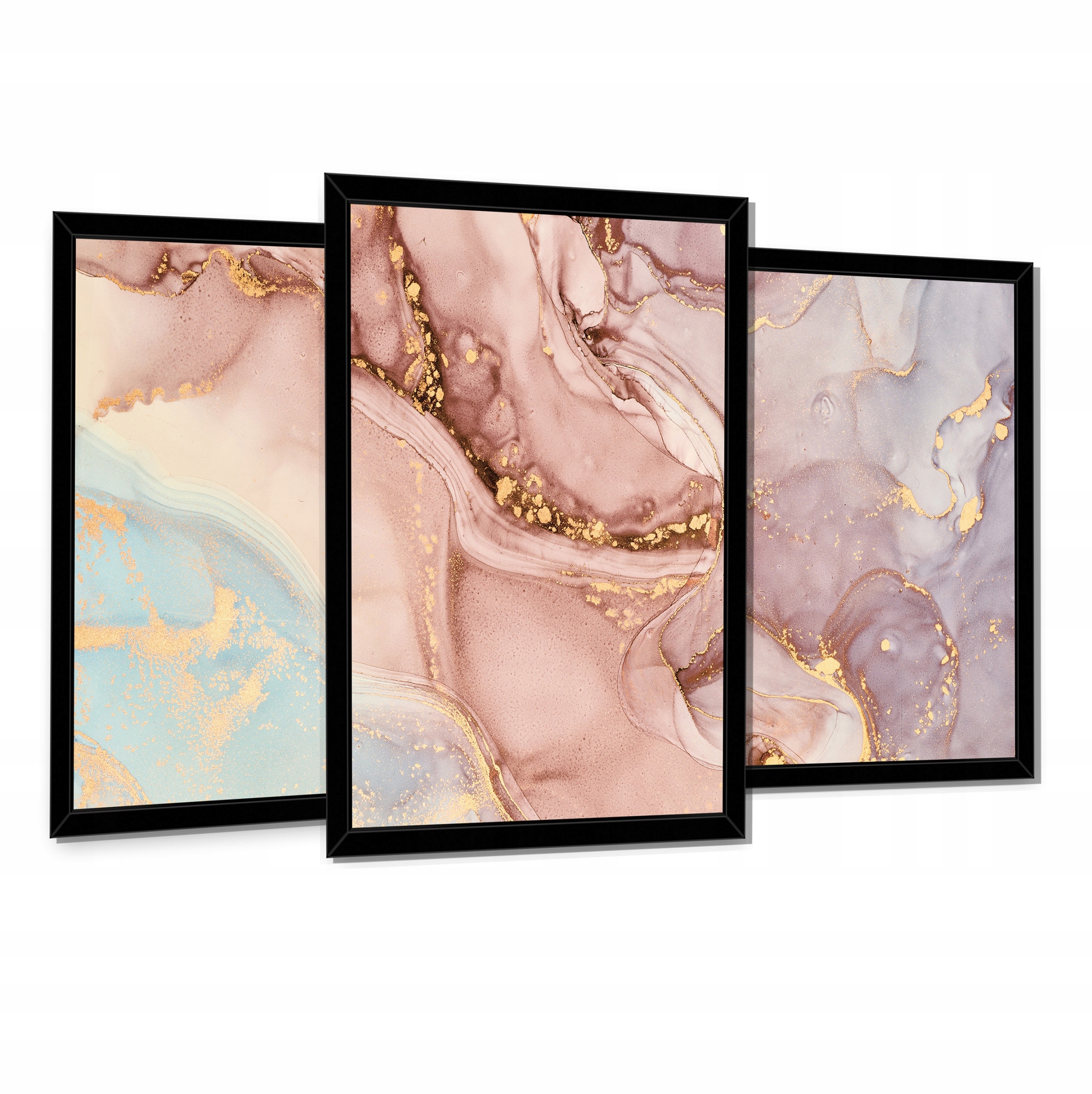 3 Obrazy V Rámu Na Zeď Plakát Sada Mramor