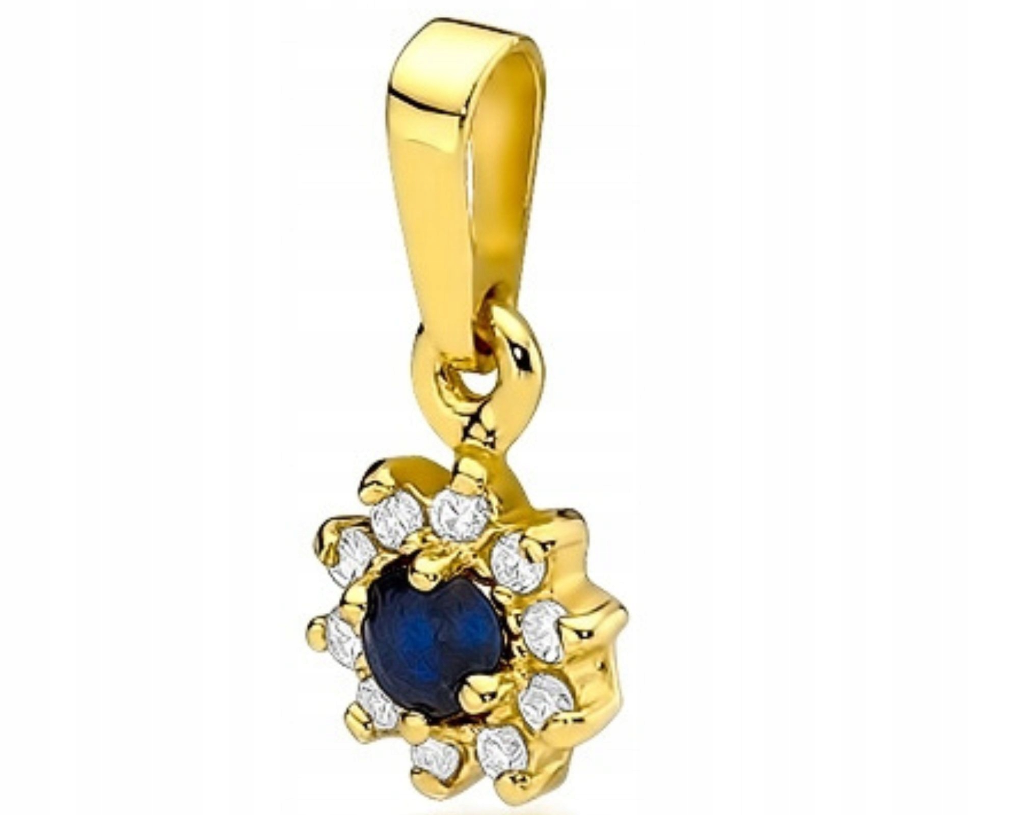 Zlatý přívěsek přívěsek s brilianty a safírem