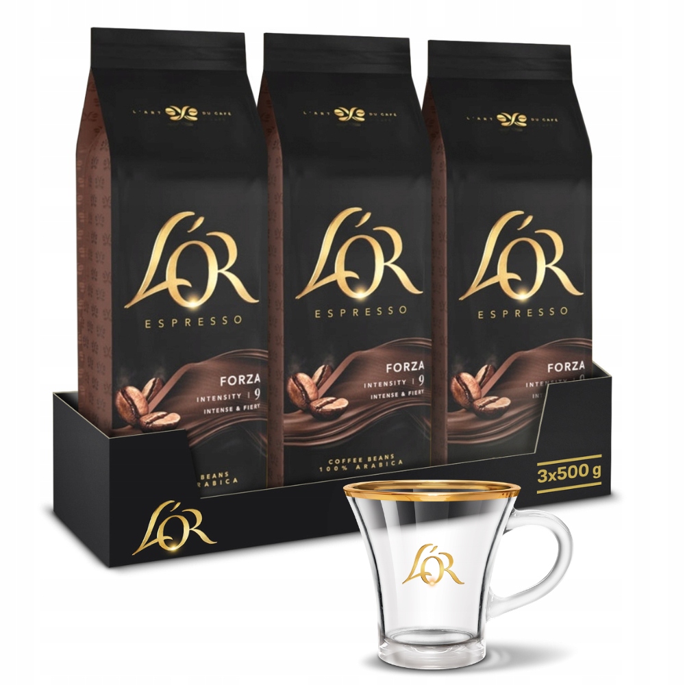 Kawa ziarnista L'or Espresso Forza 1,5kg (3x 500g filiżanka L'or