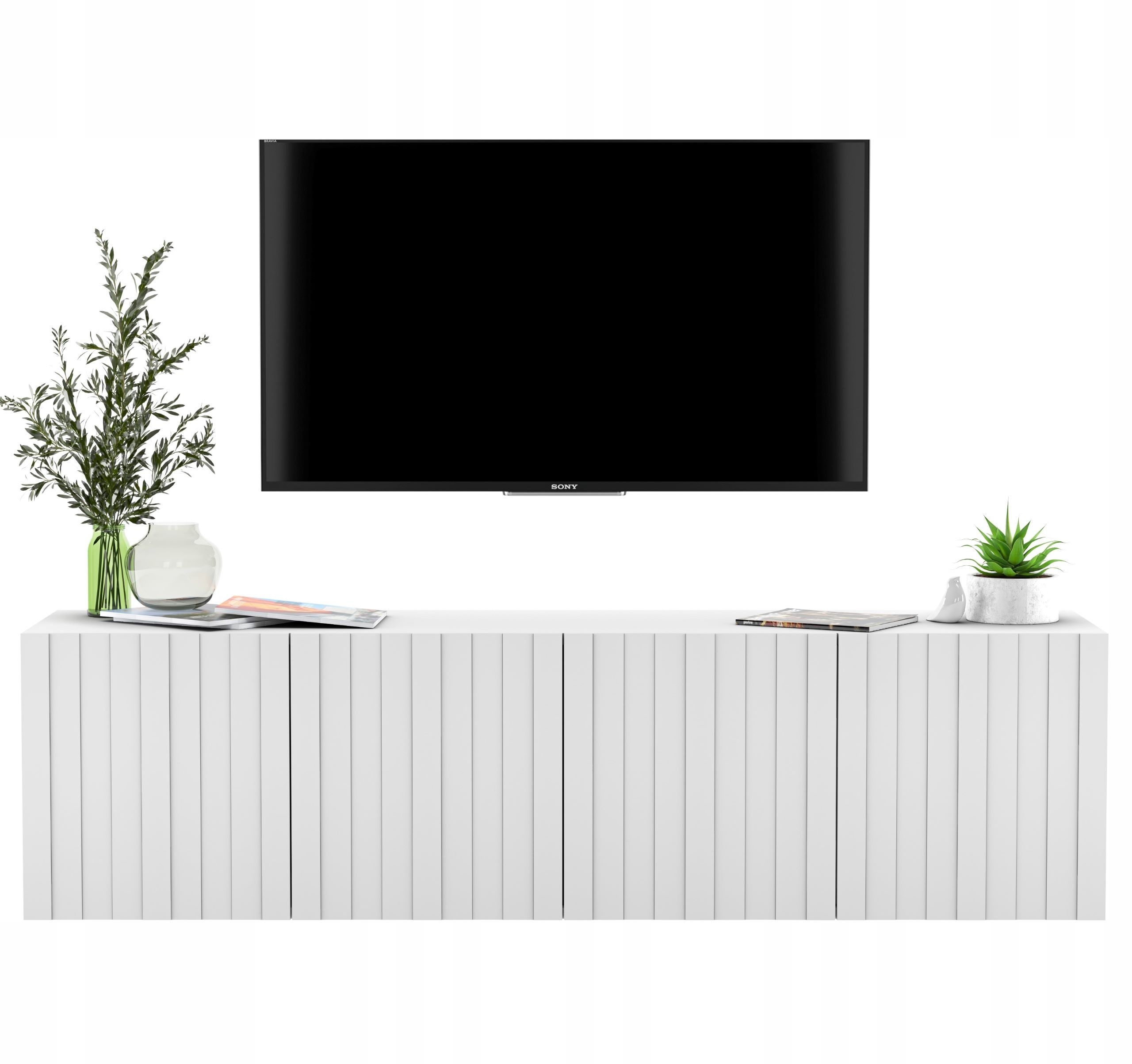 

Szafka Rtv wisząca Glamour Komoda Rtv Biały 150 cm