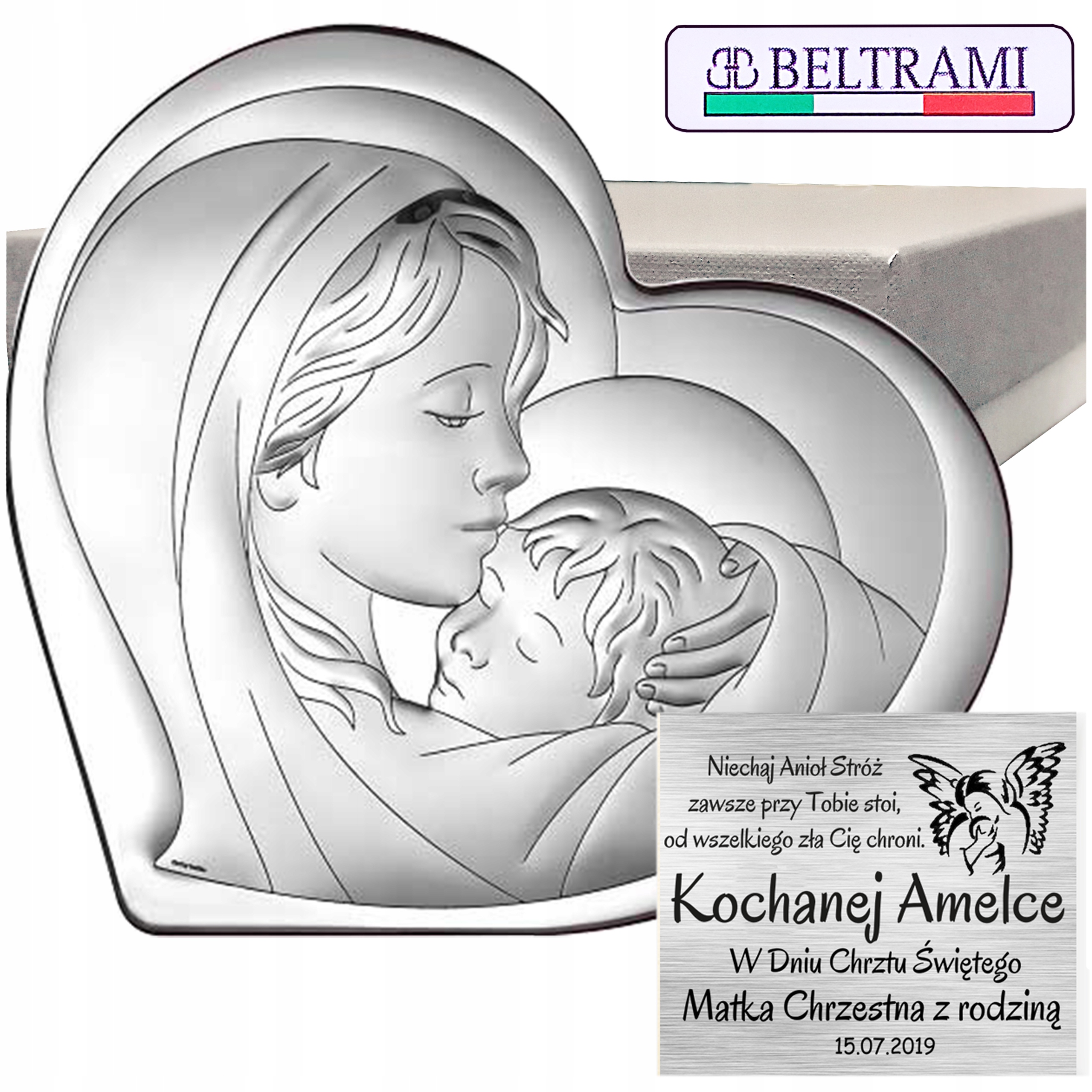 Stříbrný Obrázek Matka Boží Na Svatba Křest Gravírování Suvenýru A Přijímání