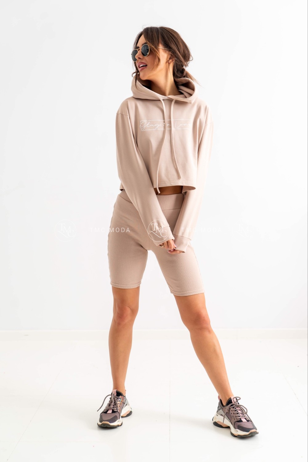 3-DÍLNÁ Tepláková Souprava Stay In Love Béžová