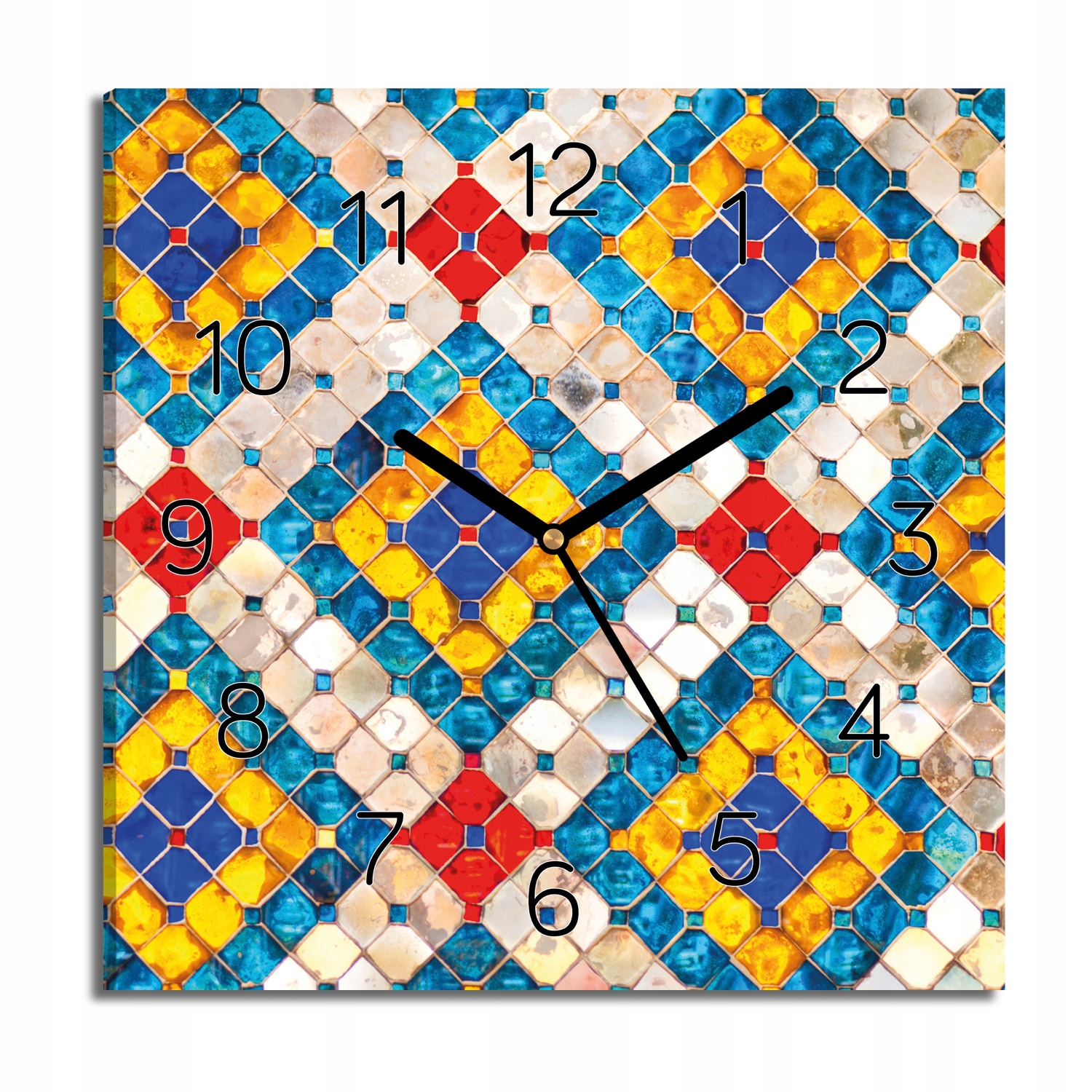 hodiny canvas Vzor dlaždice tichý 30x30 do obývacího pokoje