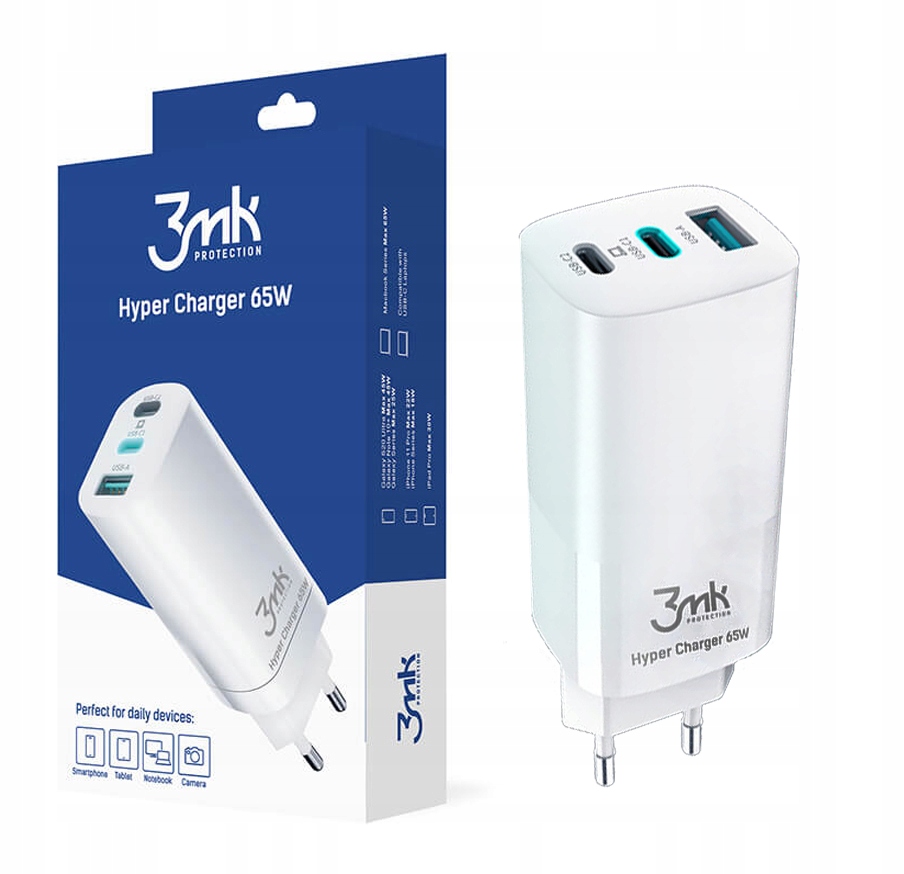 Síťová nabíječka 3MK 65W Hyper Charger 3xUSB C+a