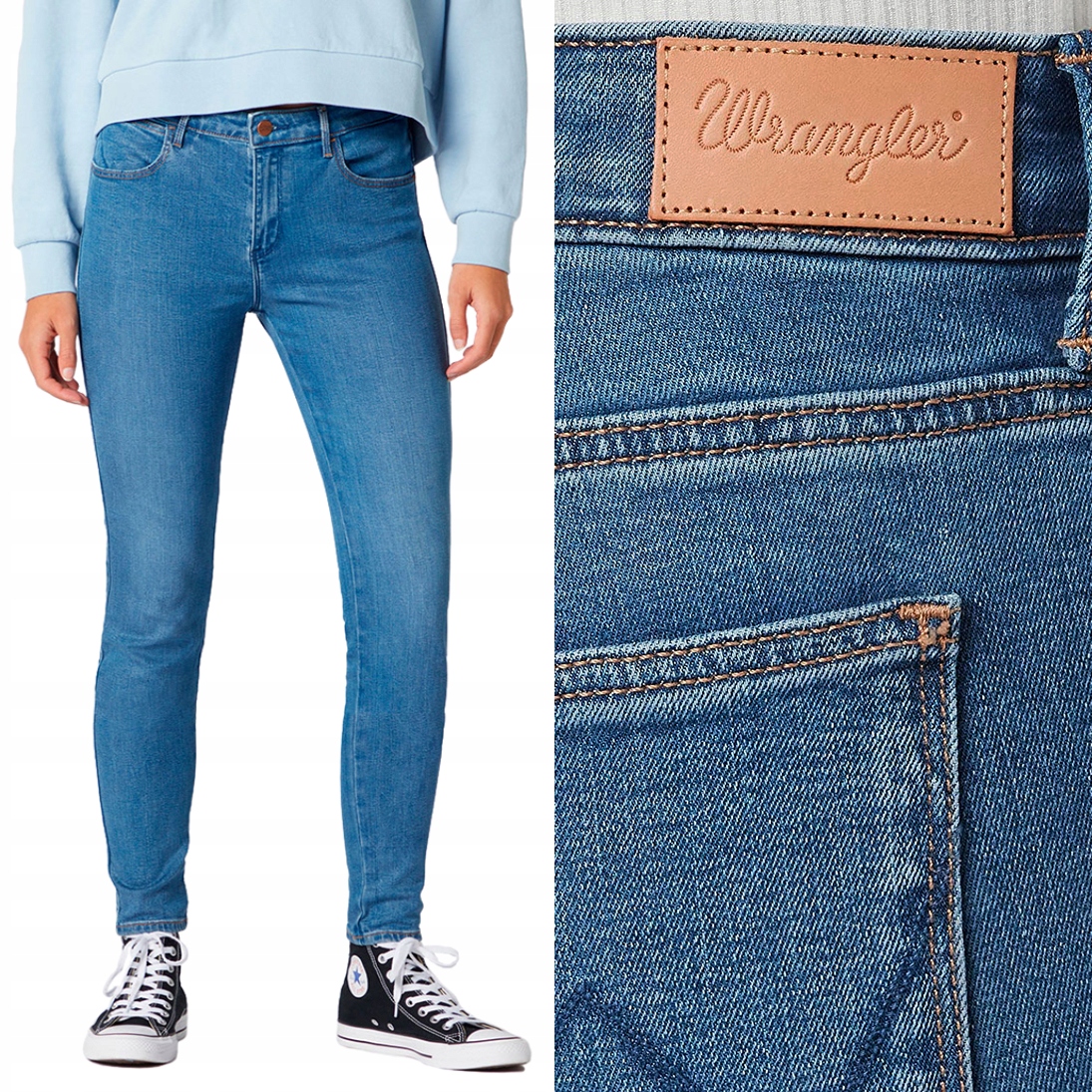 Wrangler Skinny Soft Worn Džíny Dámské Džínové Kalhoty Úzké Nohavice W26 L32