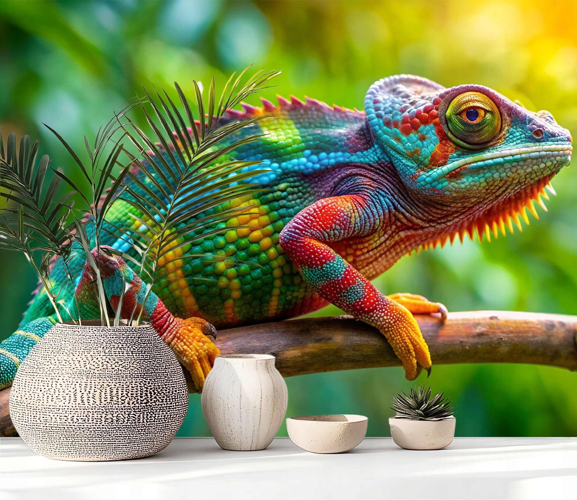 Tapeta Fototapeta Premium Kameleón do bytu na stenu 300x250 cm