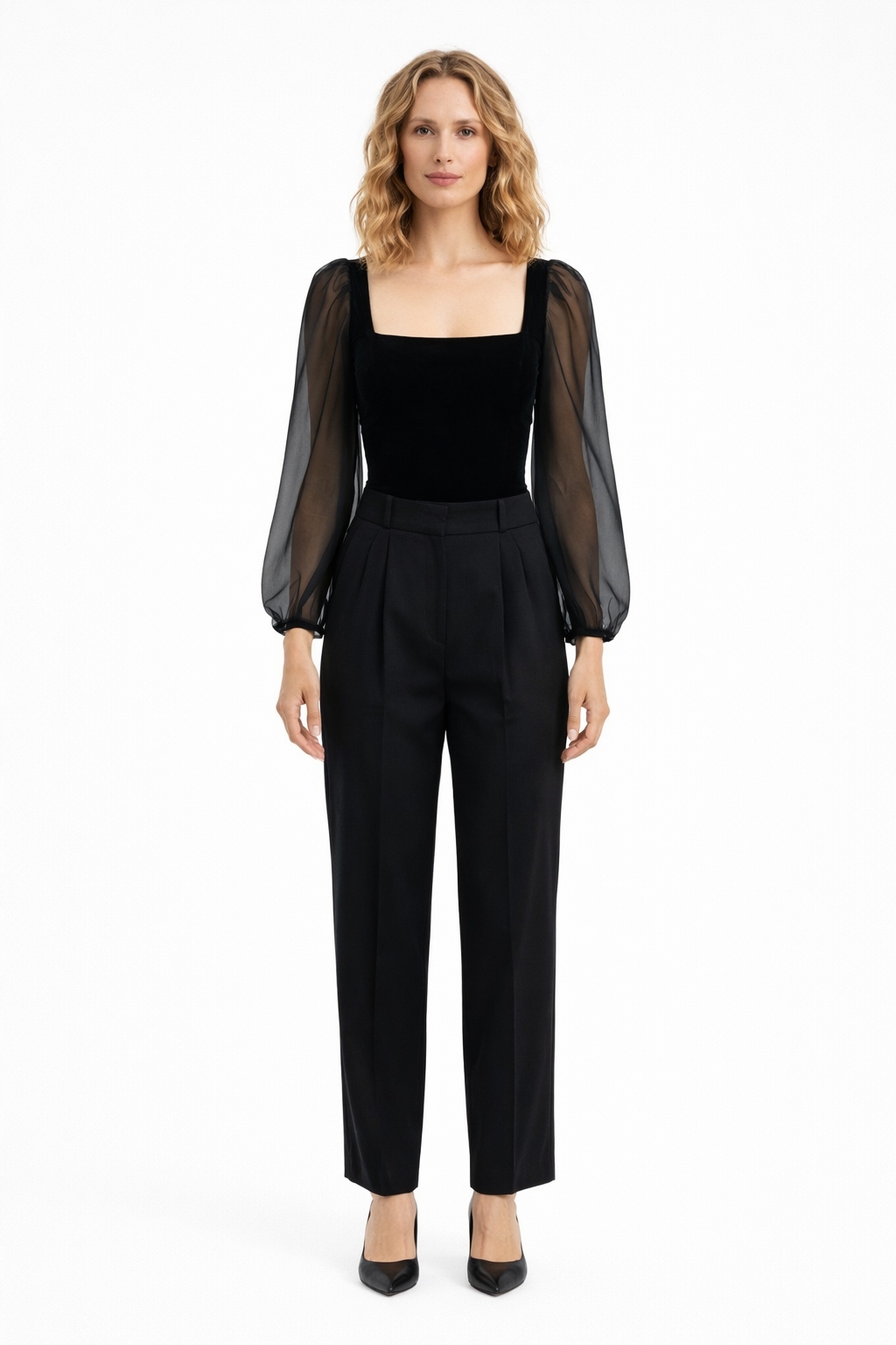 Undress Code Černé Body S Tylovými Rukávy S I4C