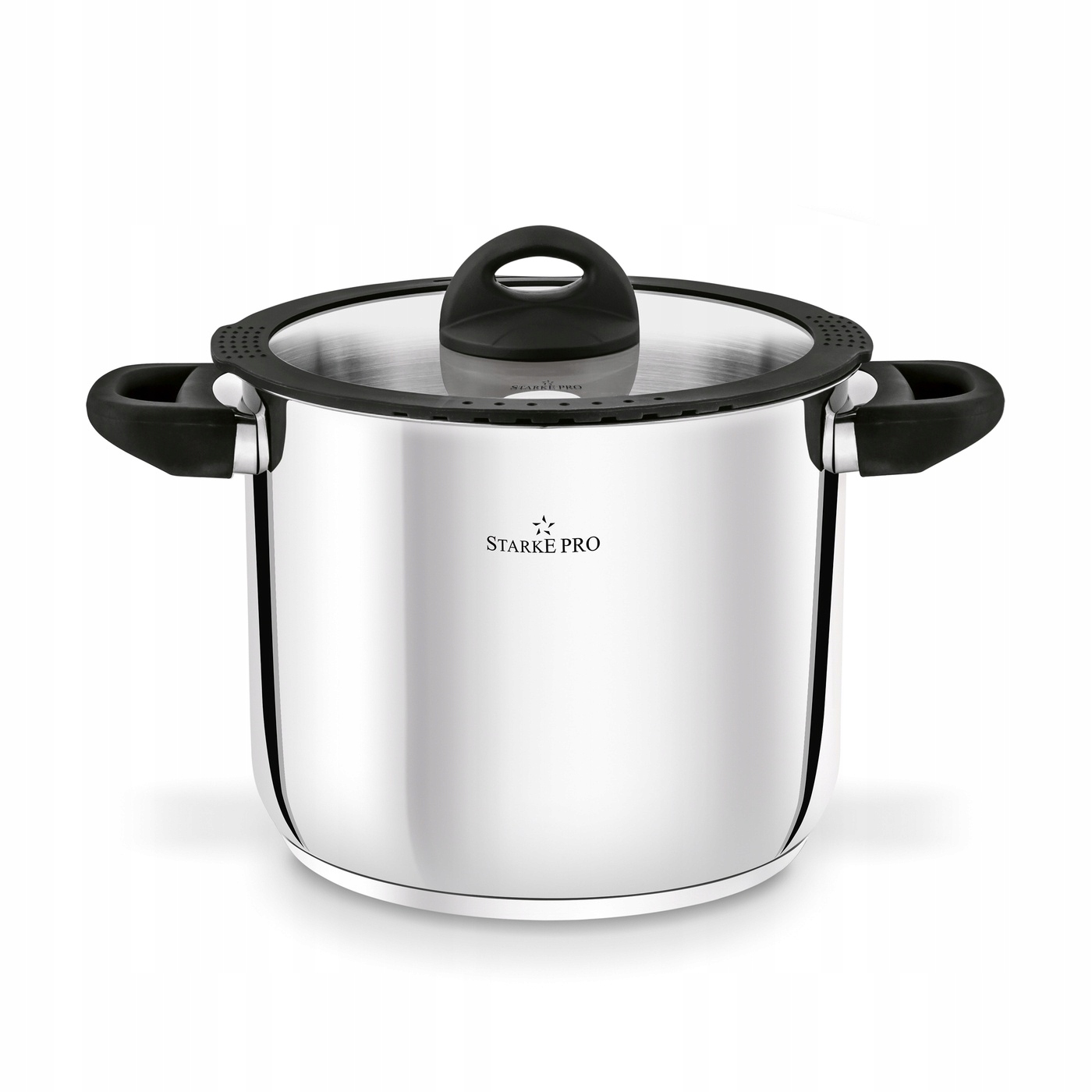 Garnek Indukcja Wysoki Stalowy Duży z Pokrywką Starke Pro Sante 6,5L 22cm