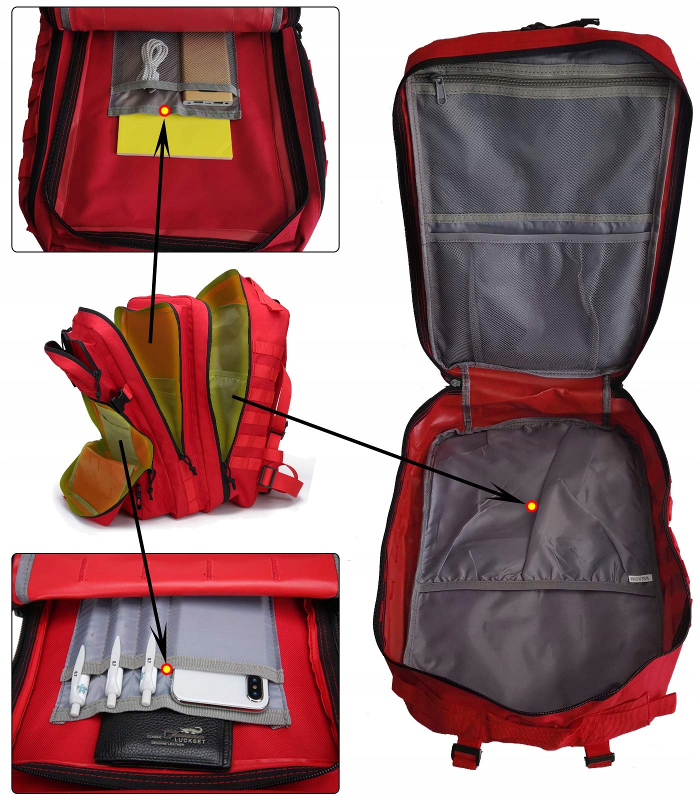 DOSHWIN 40L Czerwony Plecak Wojskowy Molle na Wędrówki/Camping — miniatura 4