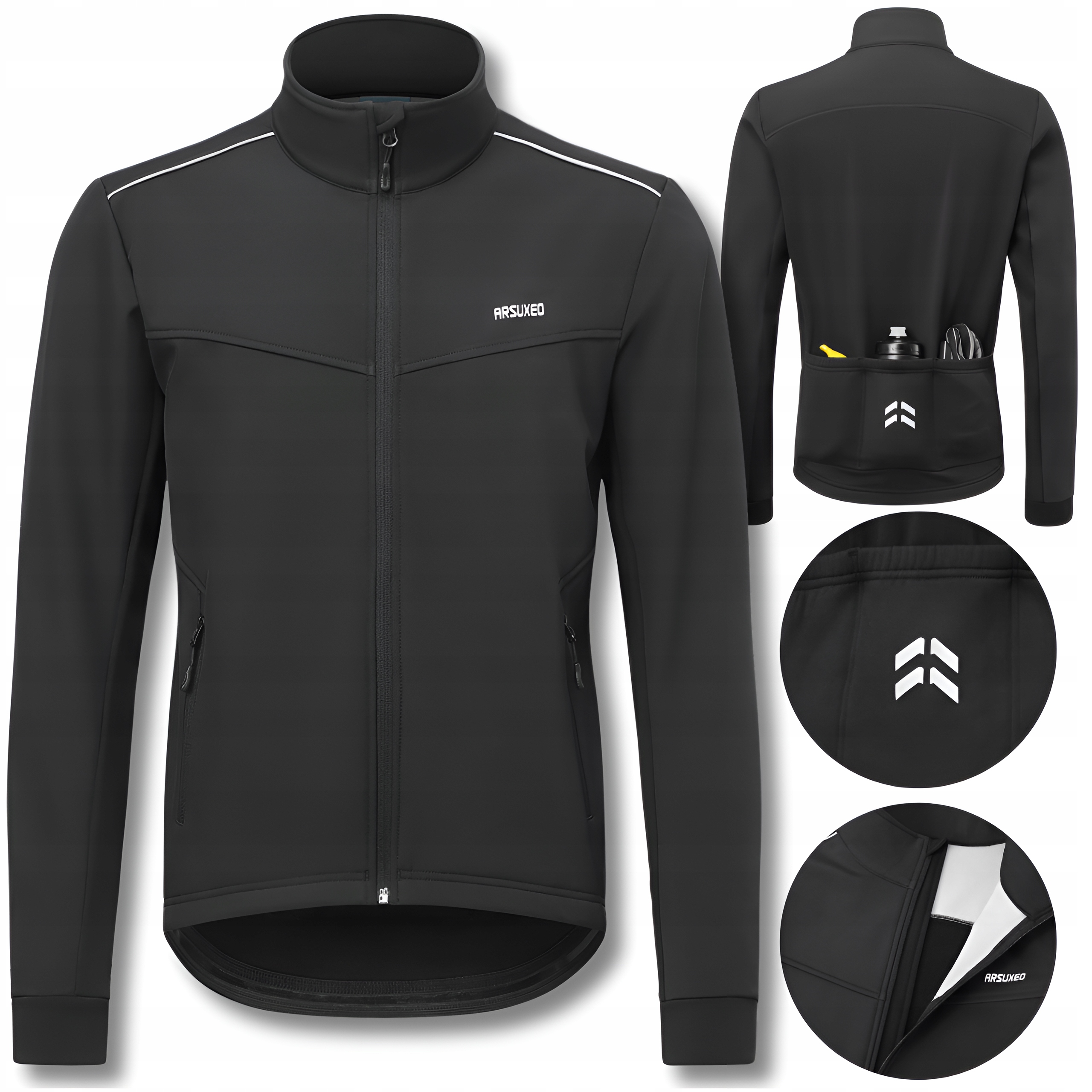 KURTKA ROWEROWA MĘSKA ZIMOWA SOFTSHELL NA ROWER TERMOAKTYWNA 2C ARSUXEO
