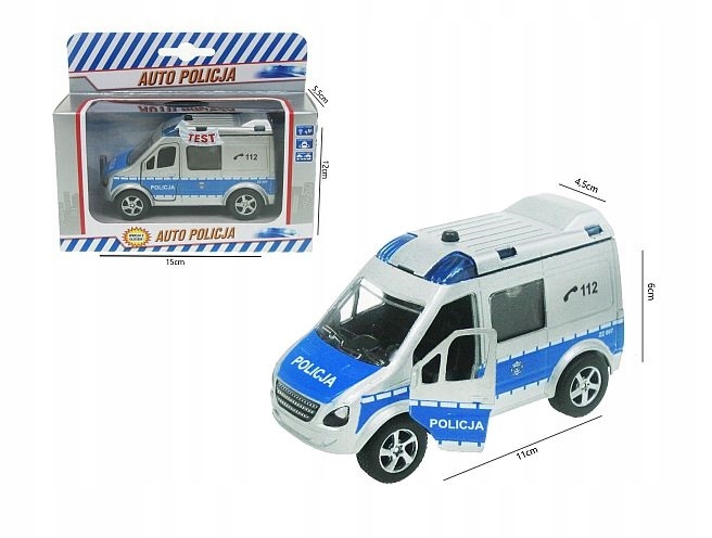 POLICJA RADIOWÓZ VAN METAL 11 CM Z POLSKIM GŁOSEM LED
