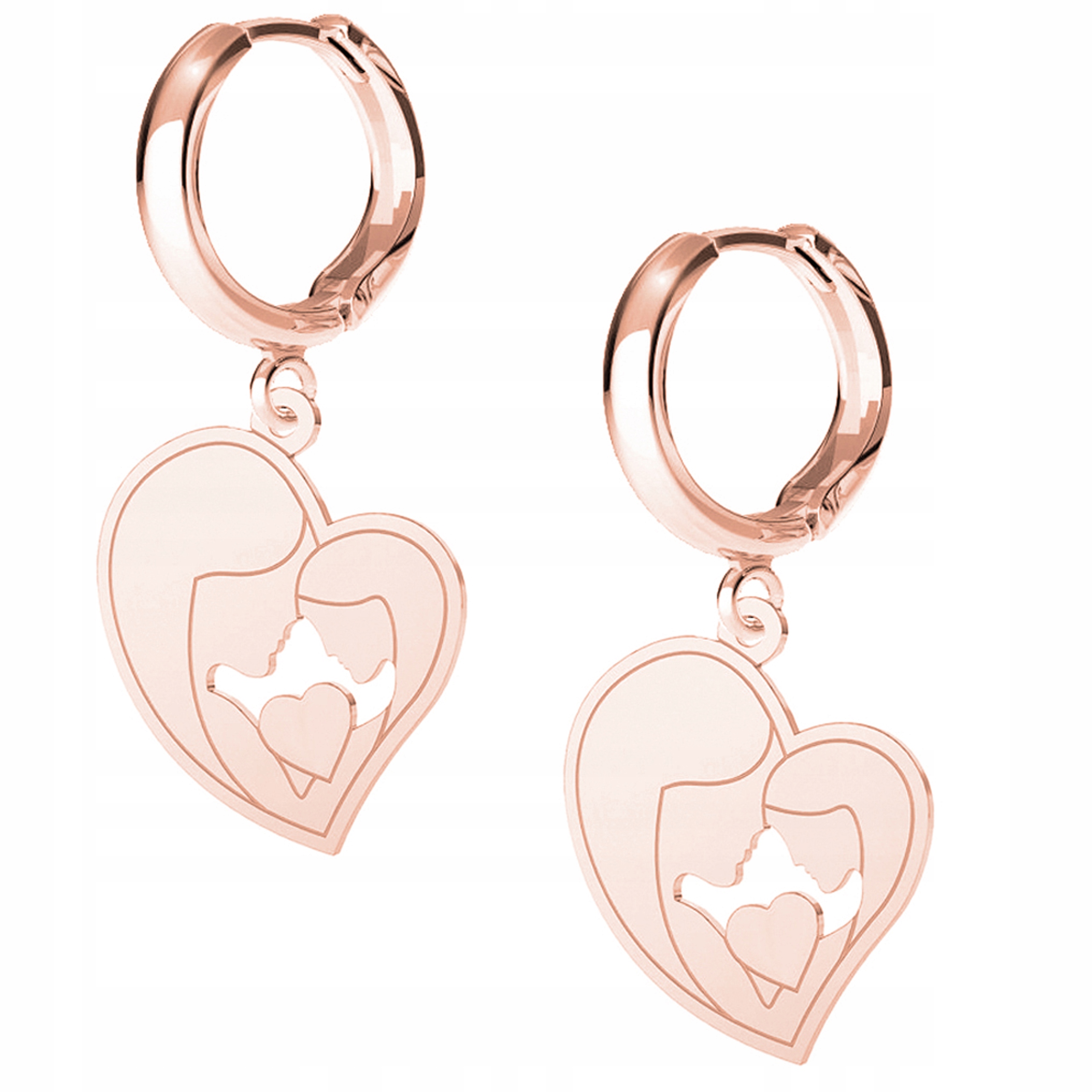 Náušnice Srdce Máma Dcera růžové zlato 925